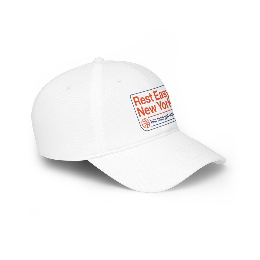 KNICKS IN 5! Rest Easy New York Baseball Cap — Vintage Sports Patch Dad Hat.