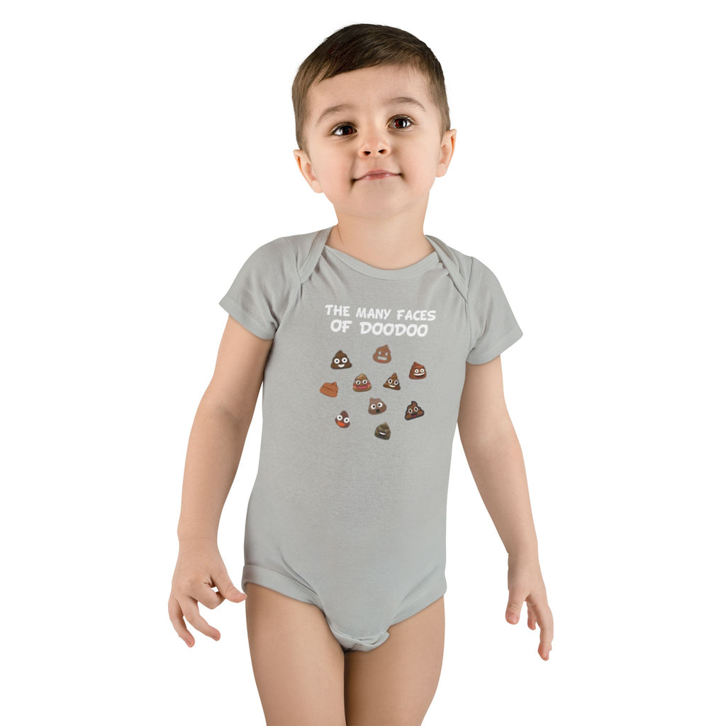 Happy Poop Emoji Baby Onesie® — Cute Doodoo Faces Short Sleeve
