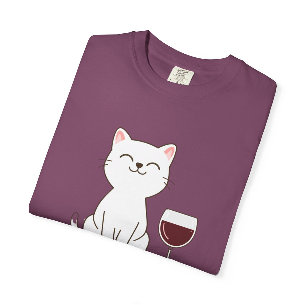 Mama Cat T-Shirt — Cute Cat & Wine Graphic Tee for Cat Moms
