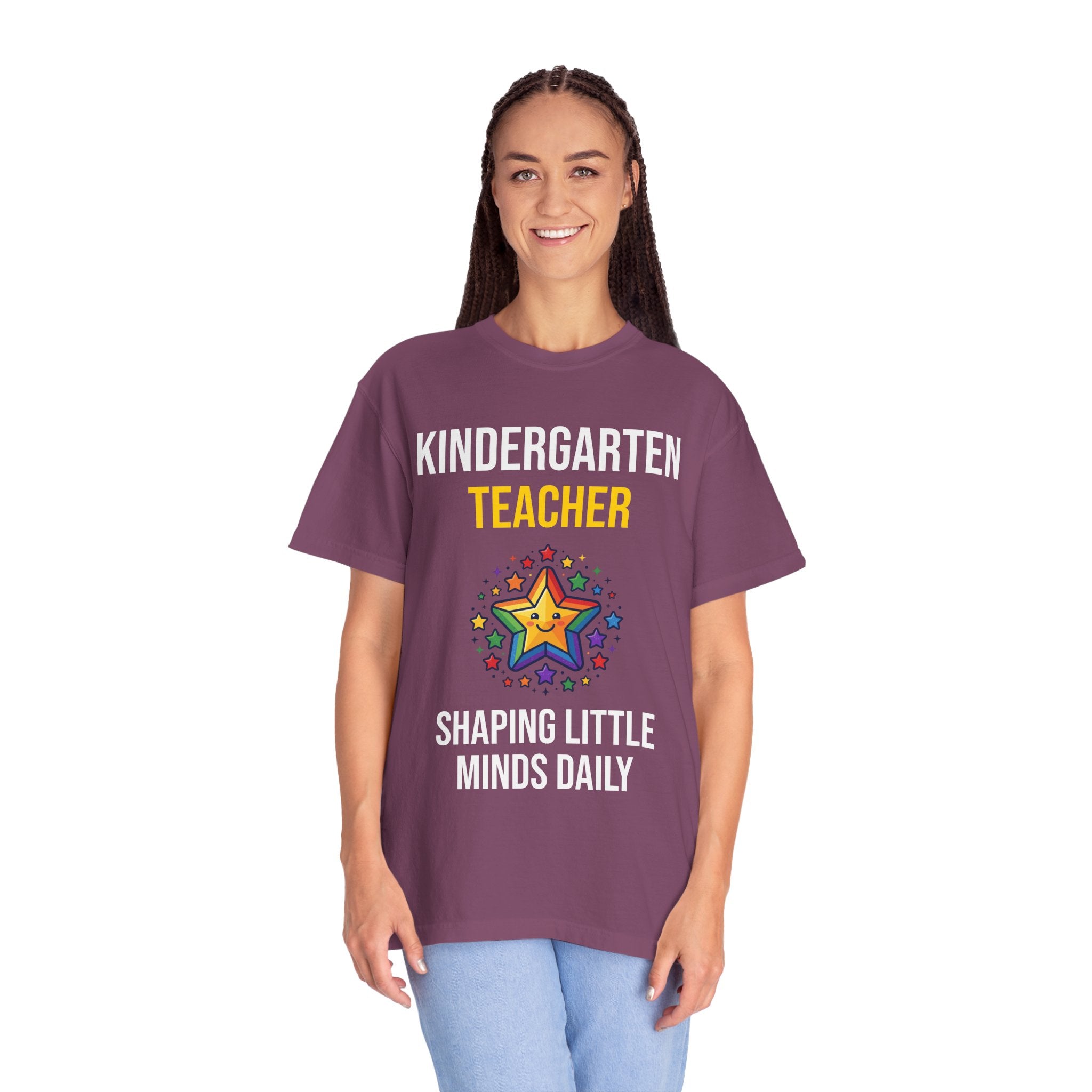 Kindergarten Teacher T-Shirt - "Shaping Little Minds Daily" Cute Star Design