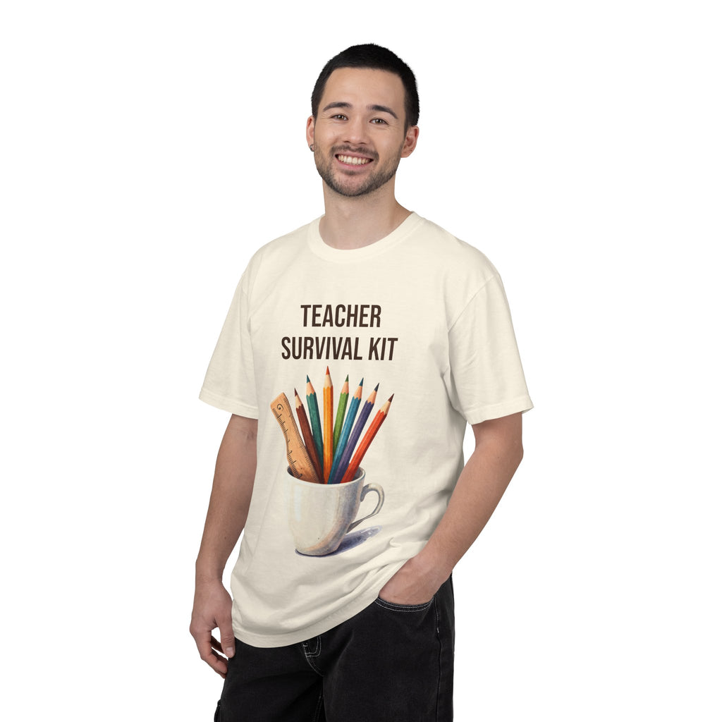 Teacher Survival Kit T-Shirt — Cute Pencil & Mug Graphic Tee for Teachers, Back-to-School Gift