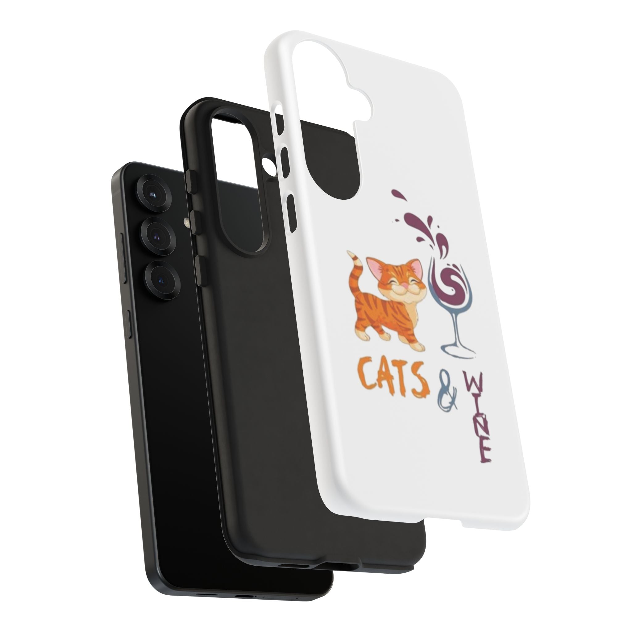 Cats & Wine Phone Case — Cute Orange Cat with Wine Glass Protective Case