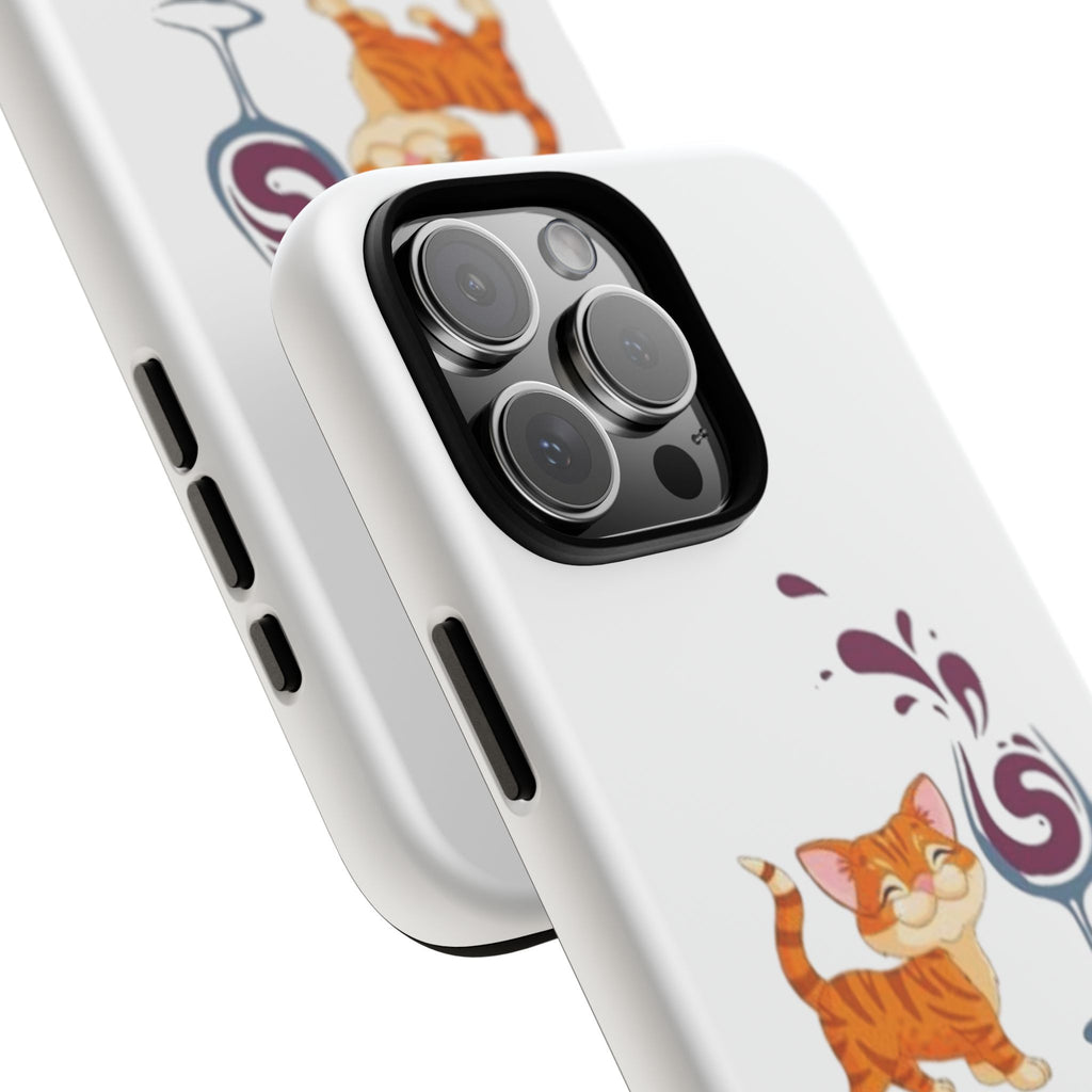 Cats & Wine Phone Case — Cute Orange Cat with Wine Glass Protective Case