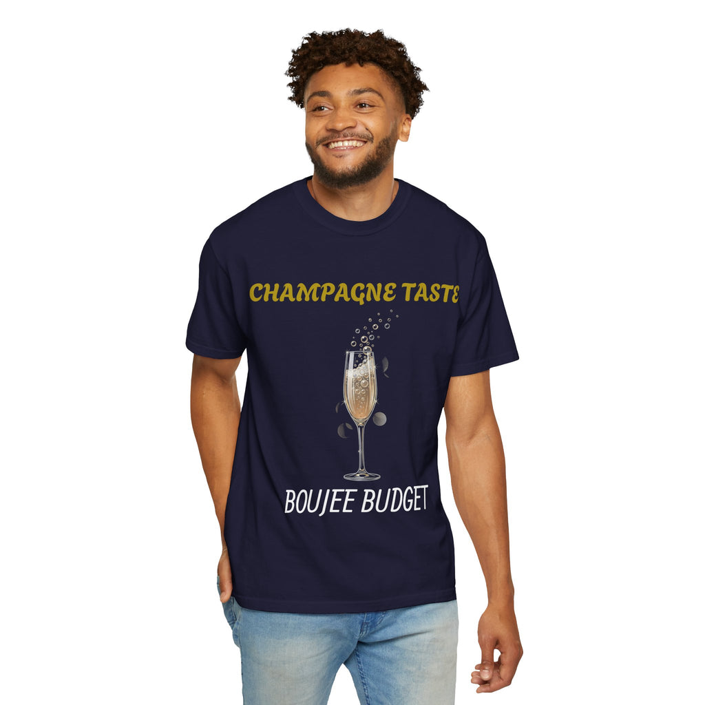 Champagne Taste, Boujee Budget T-Shirt — Funny Sparkling Wine Tee