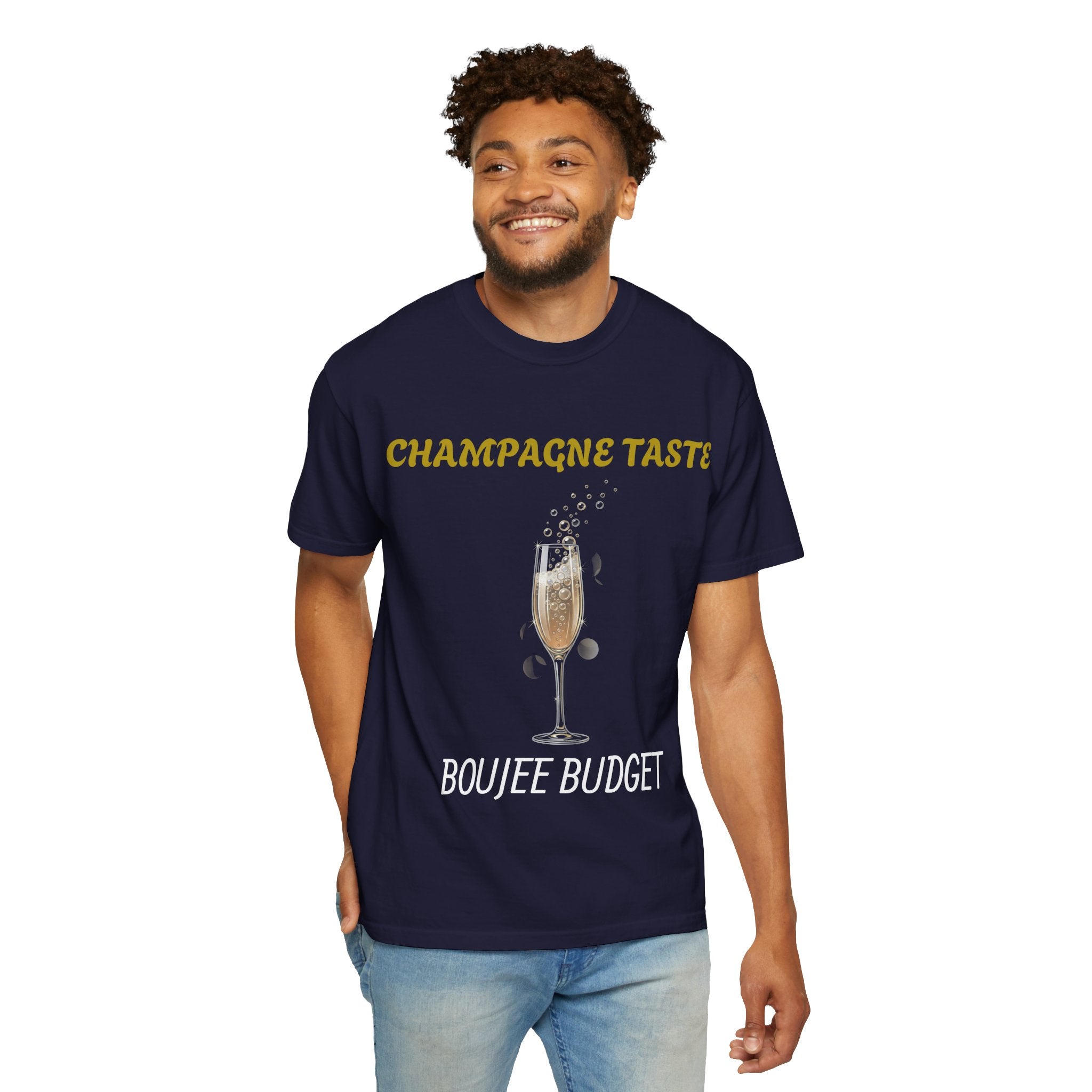 Champagne Taste, Boujee Budget T-Shirt — Funny Sparkling Wine Tee