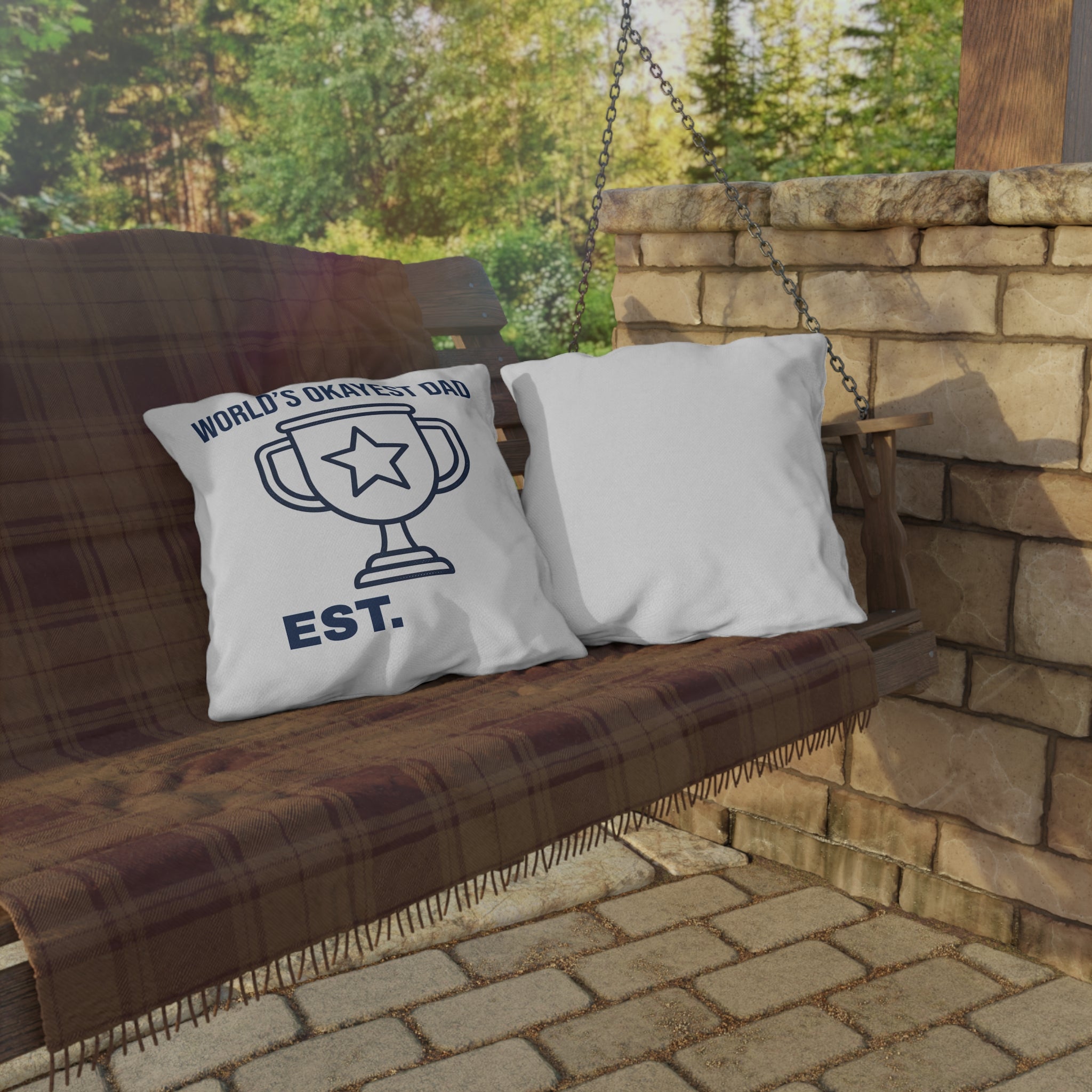 World's Okayest Dad Outdoor Pillow – Funny Father's Day Decorative Toss Cushion
