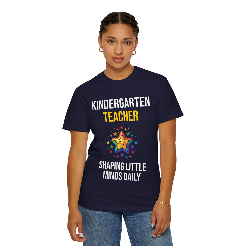 Kindergarten Teacher T-Shirt - "Shaping Little Minds Daily" Cute Star Design