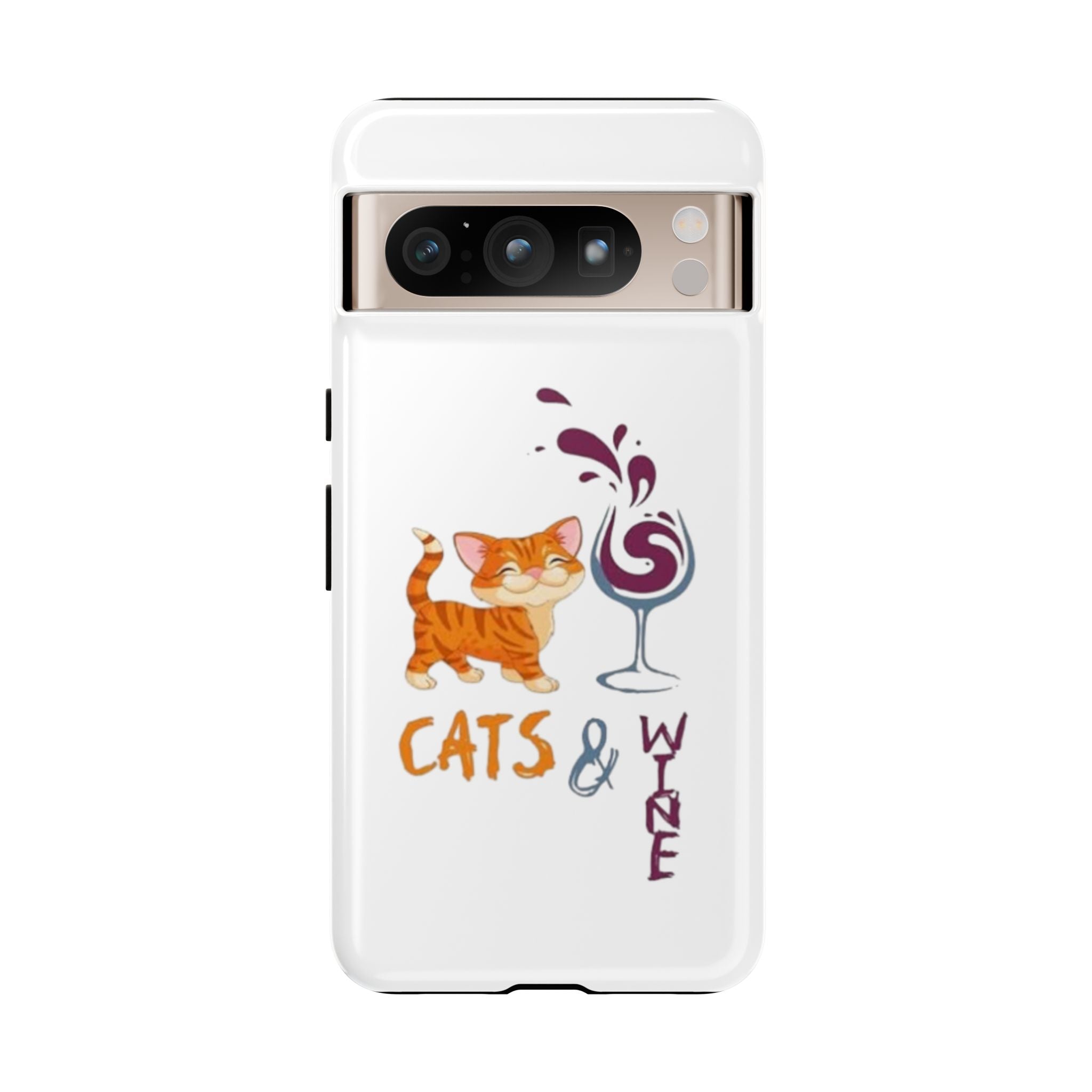 Cats & Wine Phone Case — Cute Orange Cat with Wine Glass Protective Case