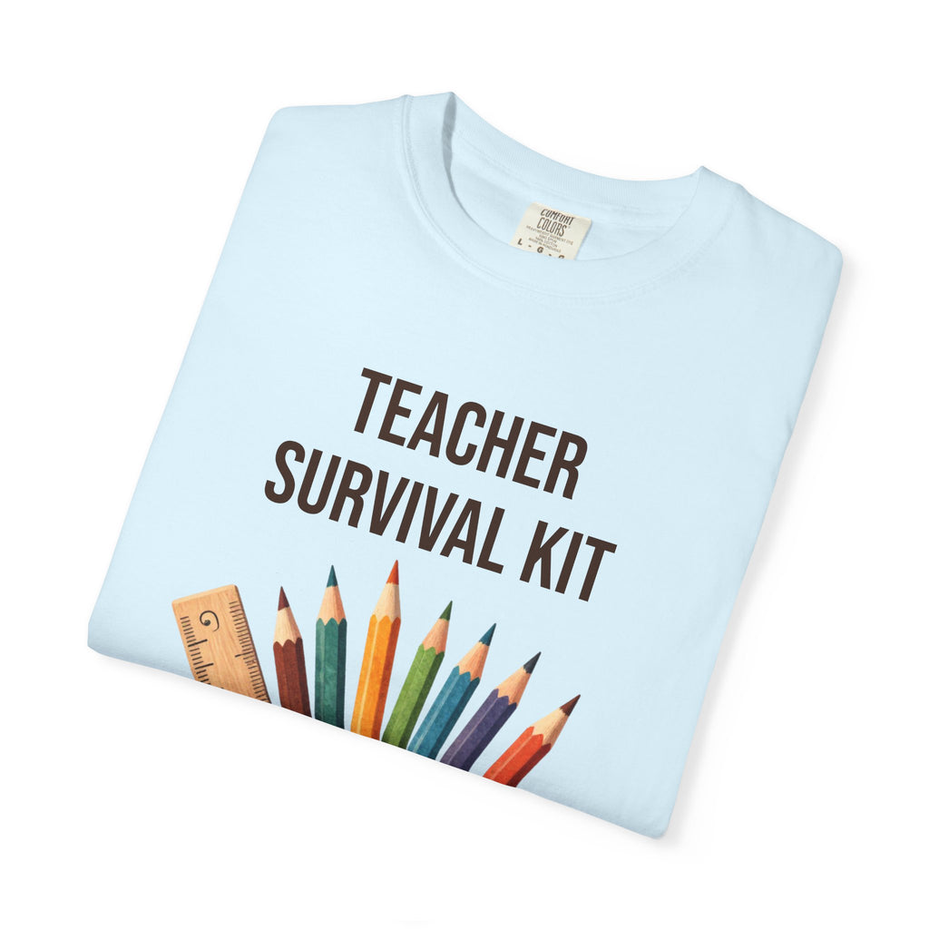 Teacher Survival Kit T-Shirt — Cute Pencil & Mug Graphic Tee for Teachers, Back-to-School Gift