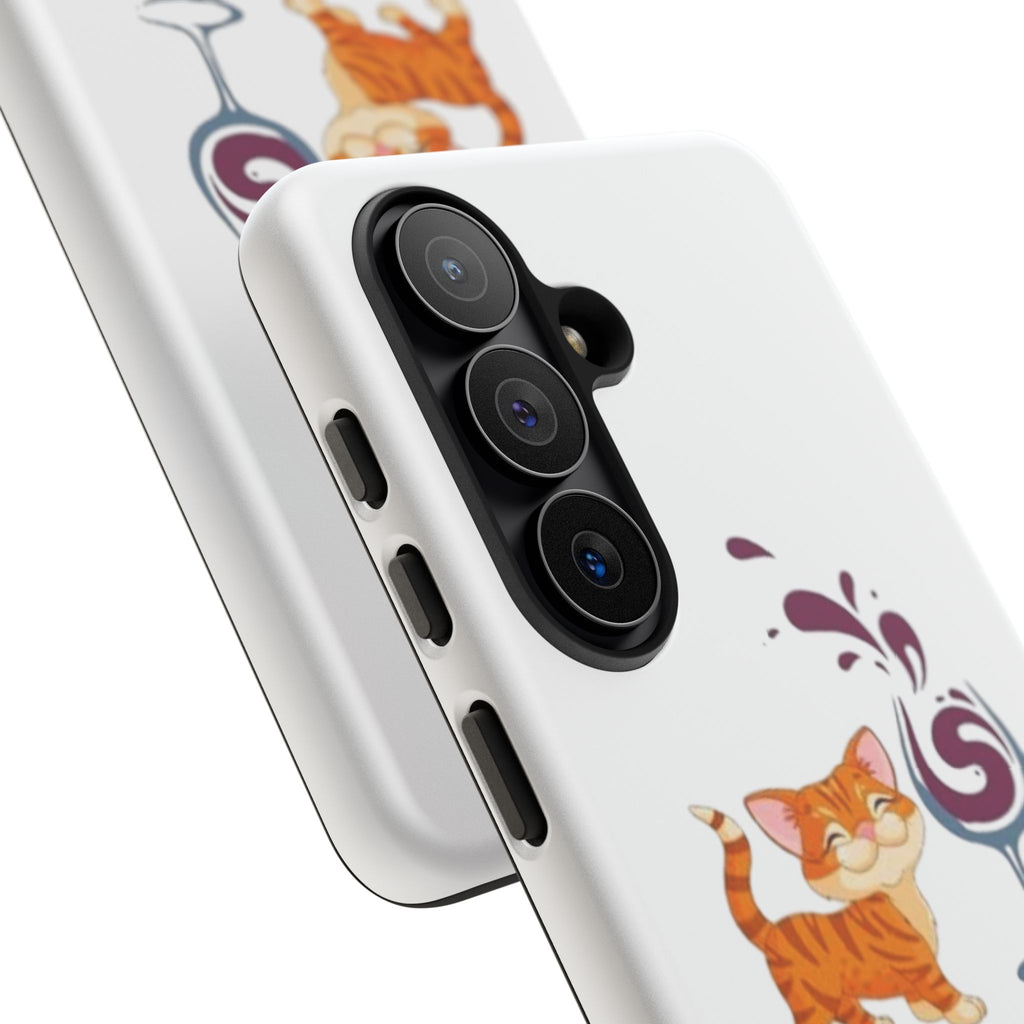 Cats & Wine Phone Case — Cute Orange Cat with Wine Glass Protective Case