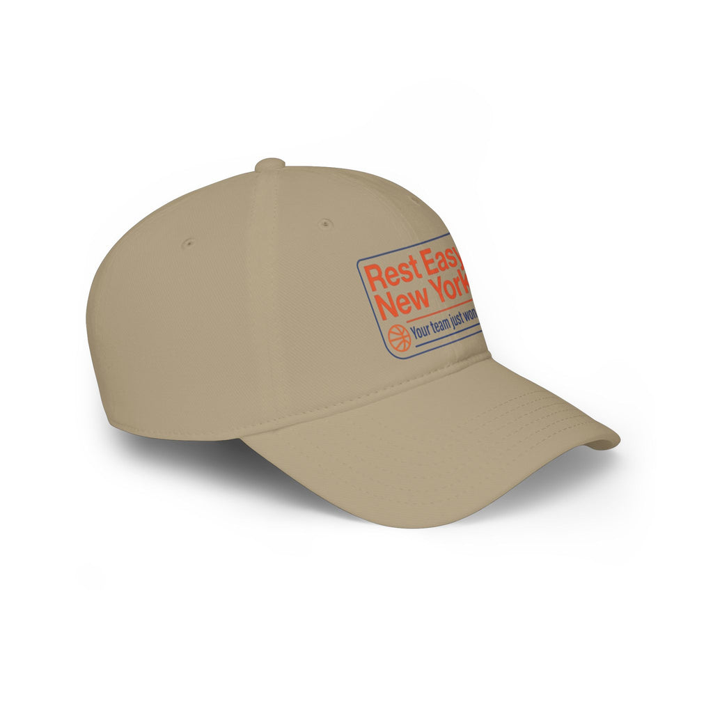 KNICKS IN 5! Rest Easy New York Baseball Cap — Vintage Sports Patch Dad Hat.