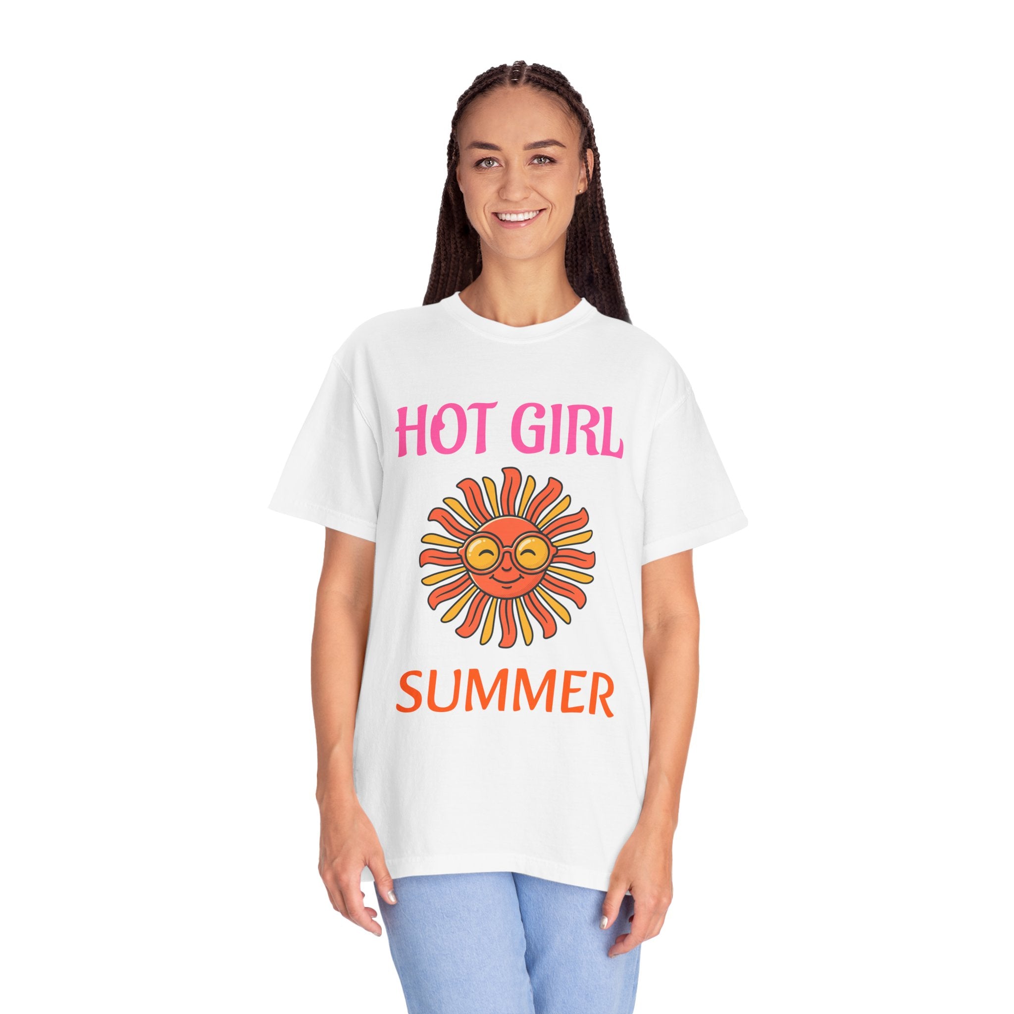 Hot Girl Summer T-Shirt — Retro Smiling Sun Graphic Tee