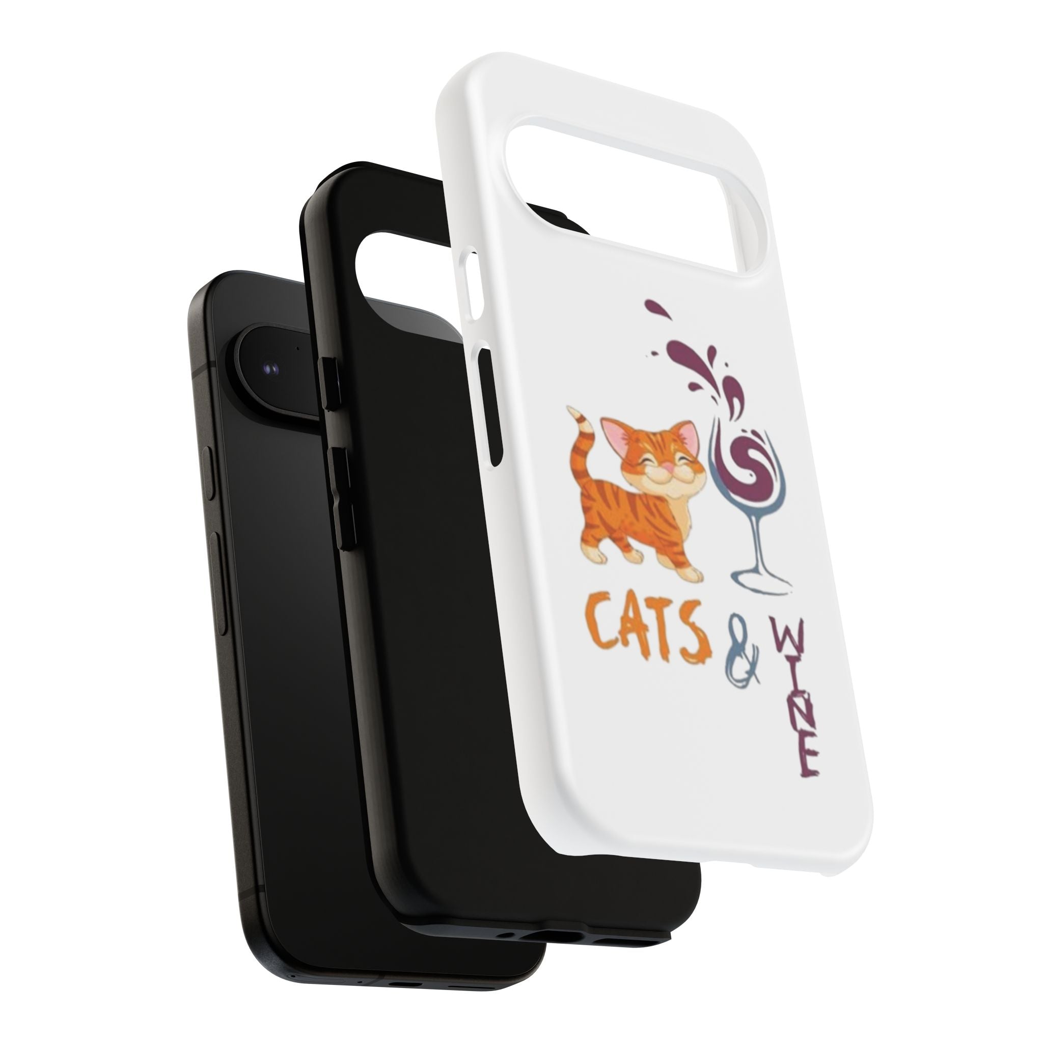 Cats & Wine Phone Case — Cute Orange Cat with Wine Glass Protective Case
