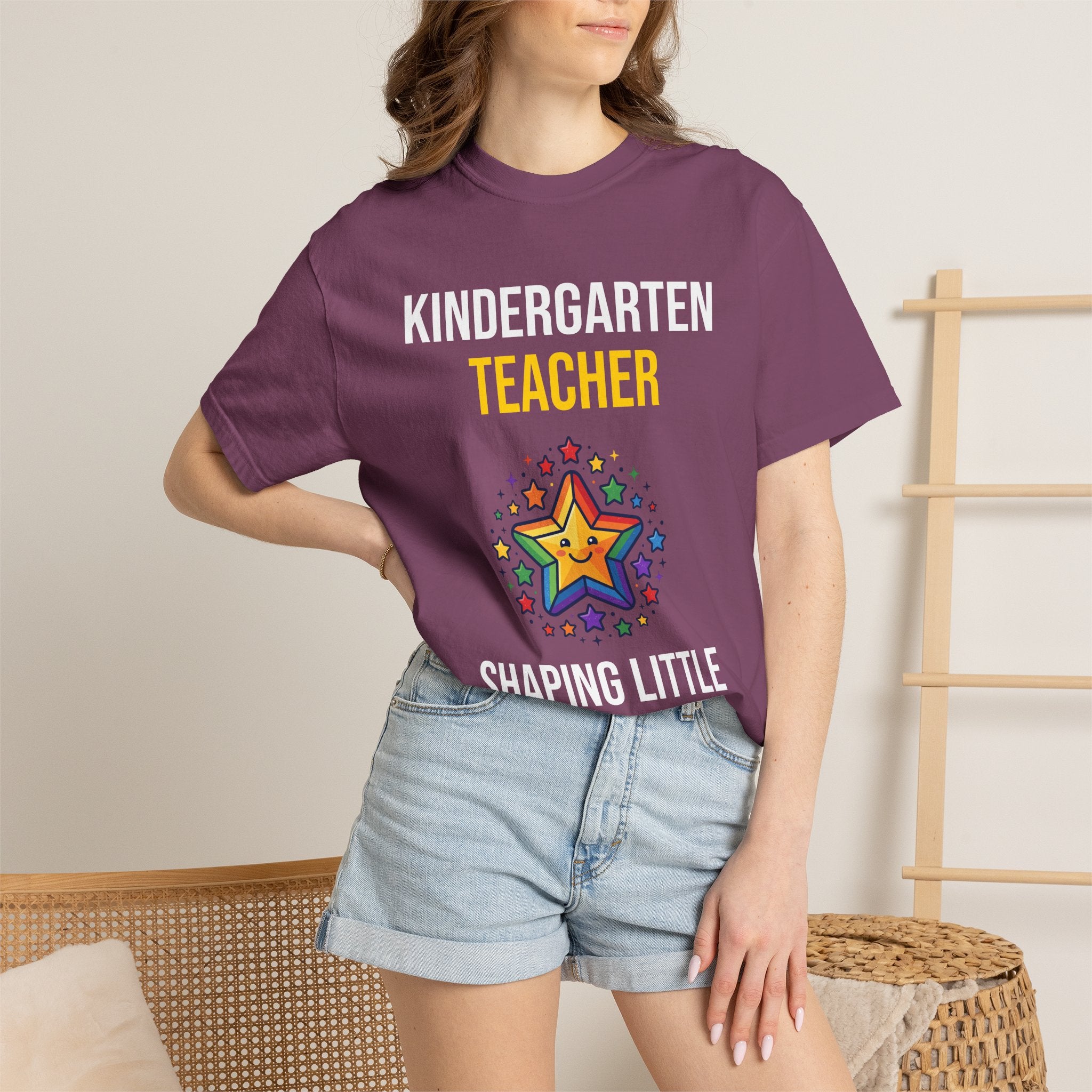 Kindergarten Teacher T-Shirt - "Shaping Little Minds Daily" Cute Star Design