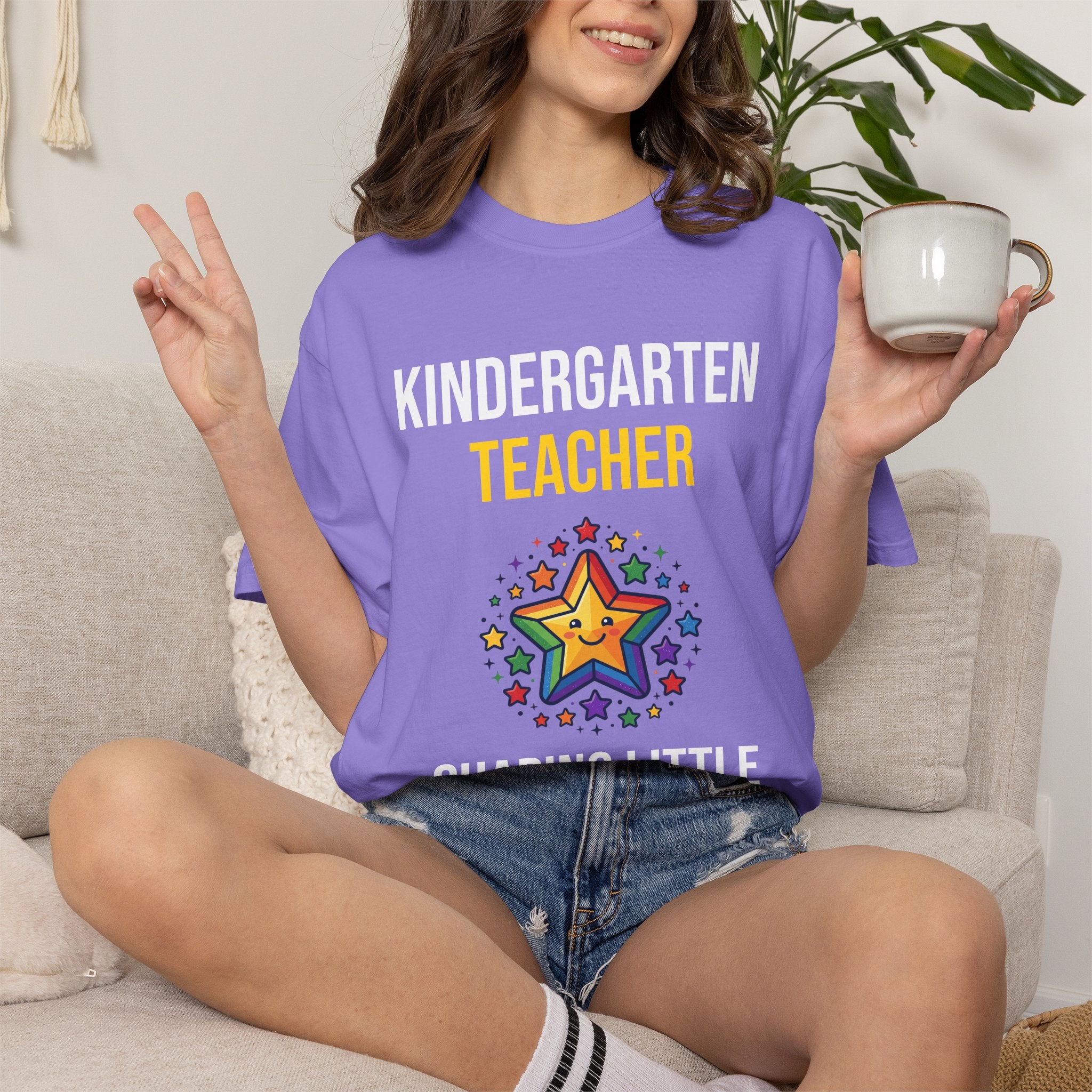 Kindergarten Teacher T-Shirt - "Shaping Little Minds Daily" Cute Star Design