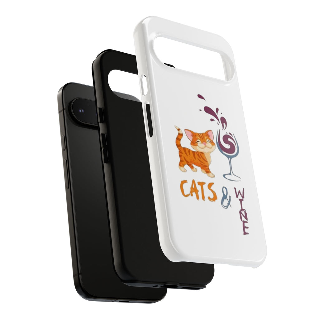 Cats & Wine Phone Case — Cute Orange Cat with Wine Glass Protective Case