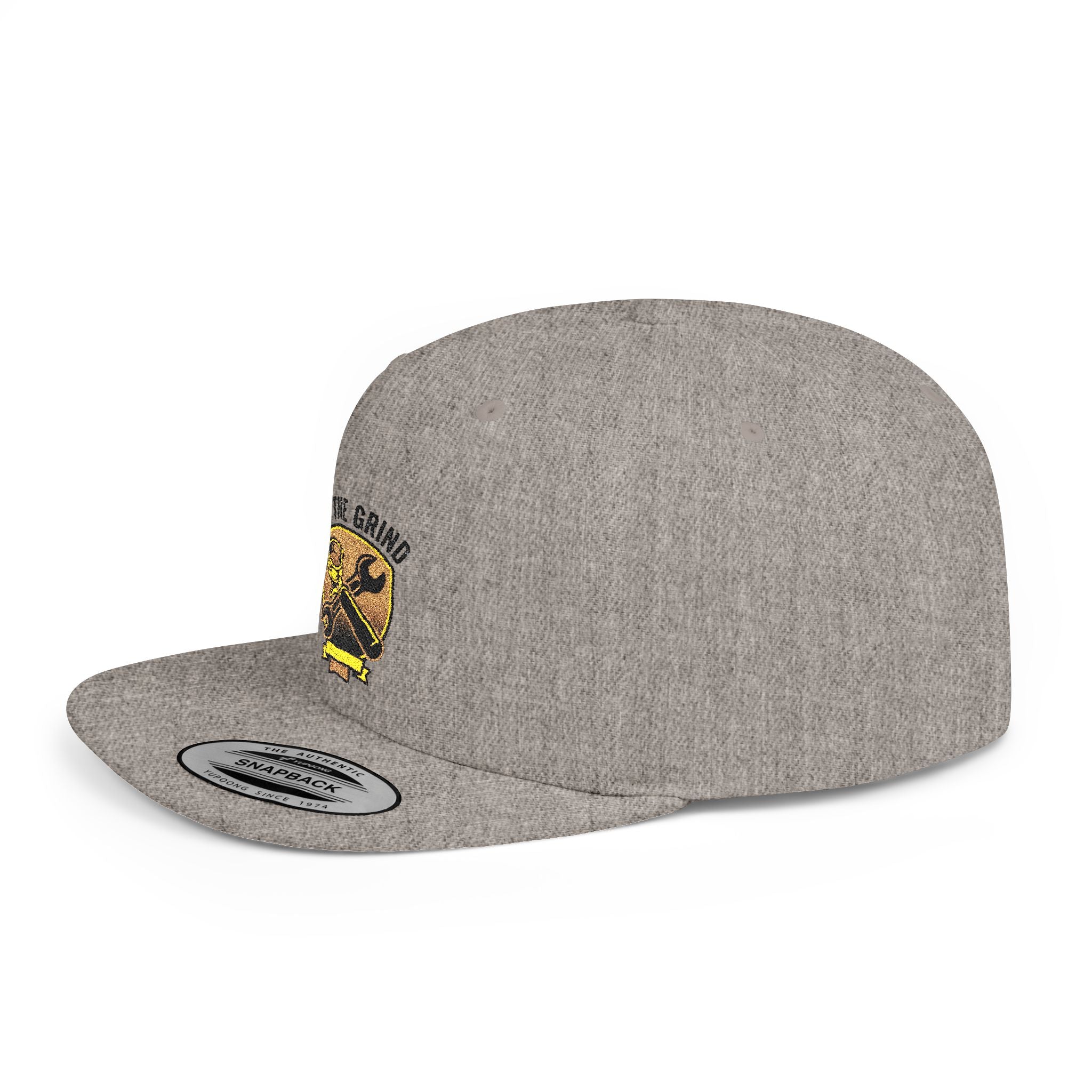 Snapback Hat — "On The Grind" Vintage Tool Crest Flat Bill Cap