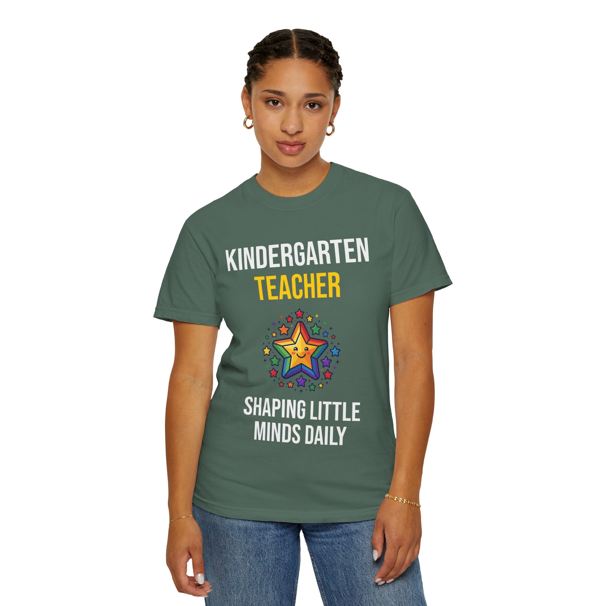 Kindergarten Teacher T-Shirt - "Shaping Little Minds Daily" Cute Star Design