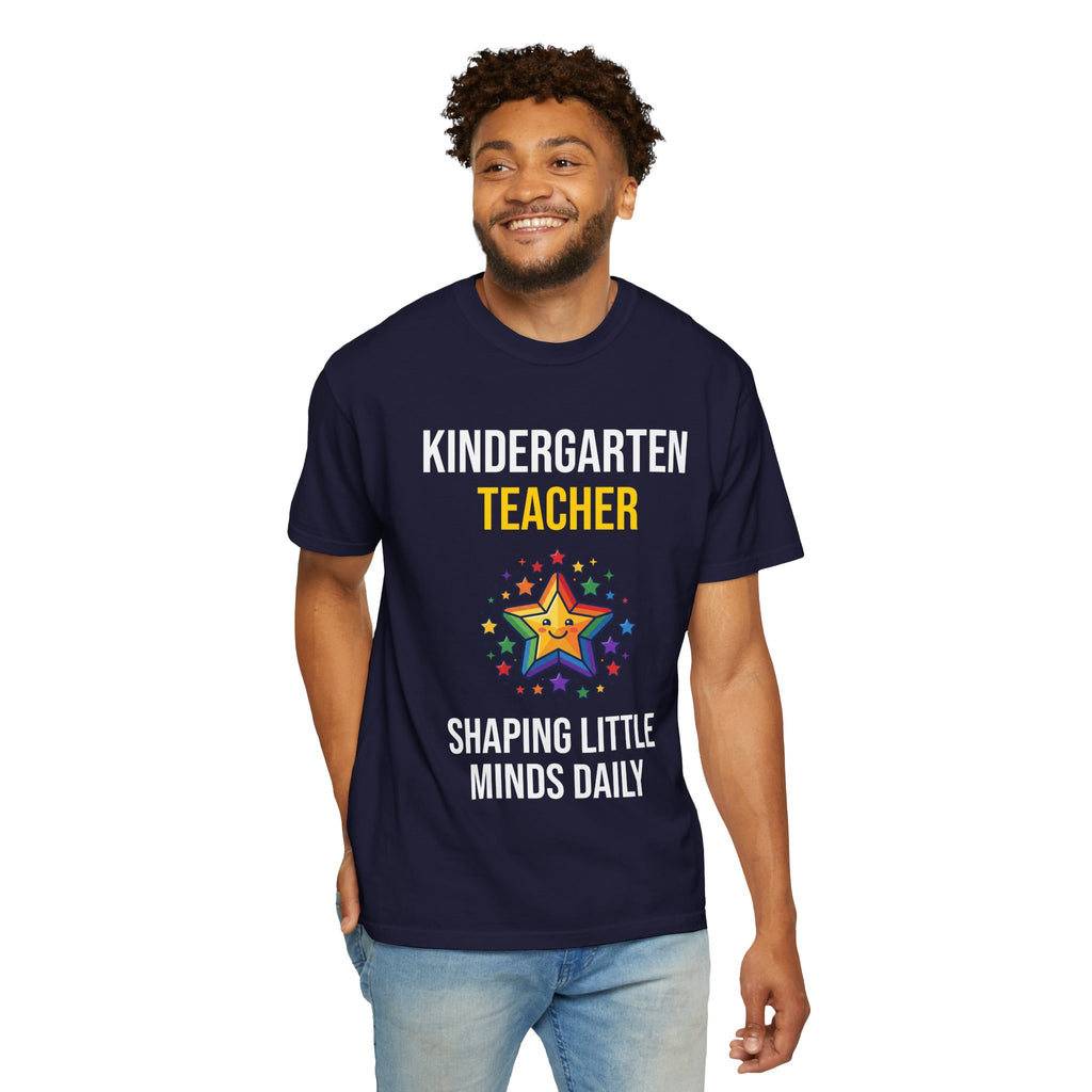 Kindergarten Teacher T-Shirt - "Shaping Little Minds Daily" Cute Star Design