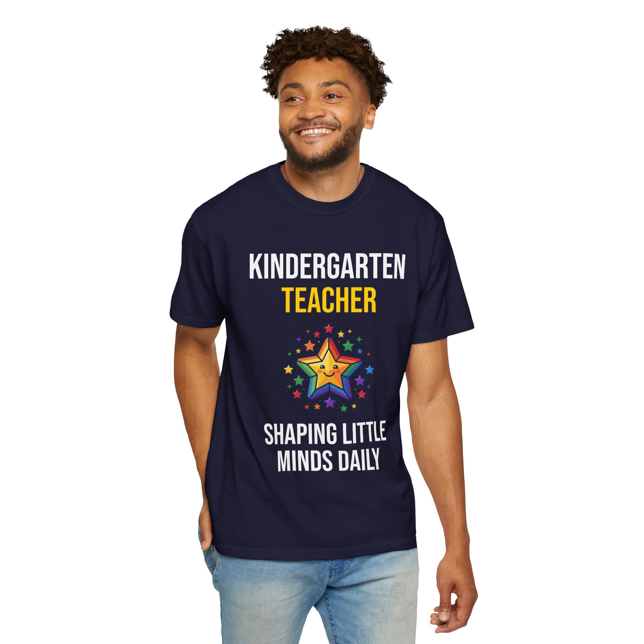 Kindergarten Teacher T-Shirt - "Shaping Little Minds Daily" Cute Star Design