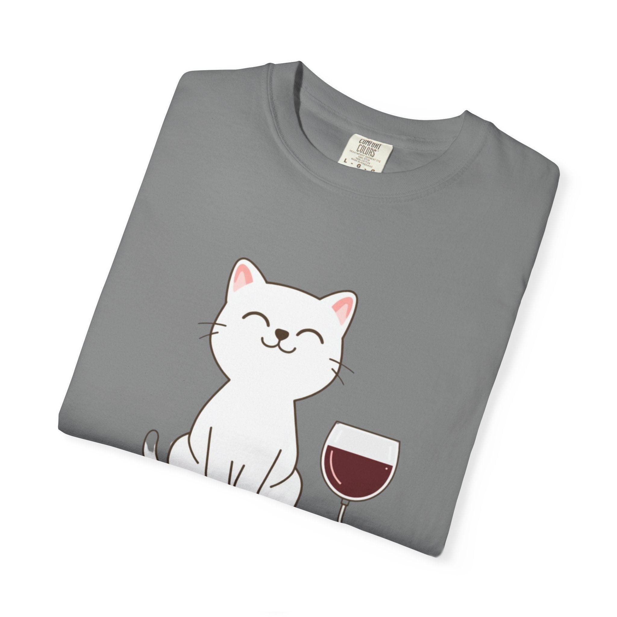 Mama Cat T-Shirt — Cute Cat & Wine Graphic Tee for Cat Moms