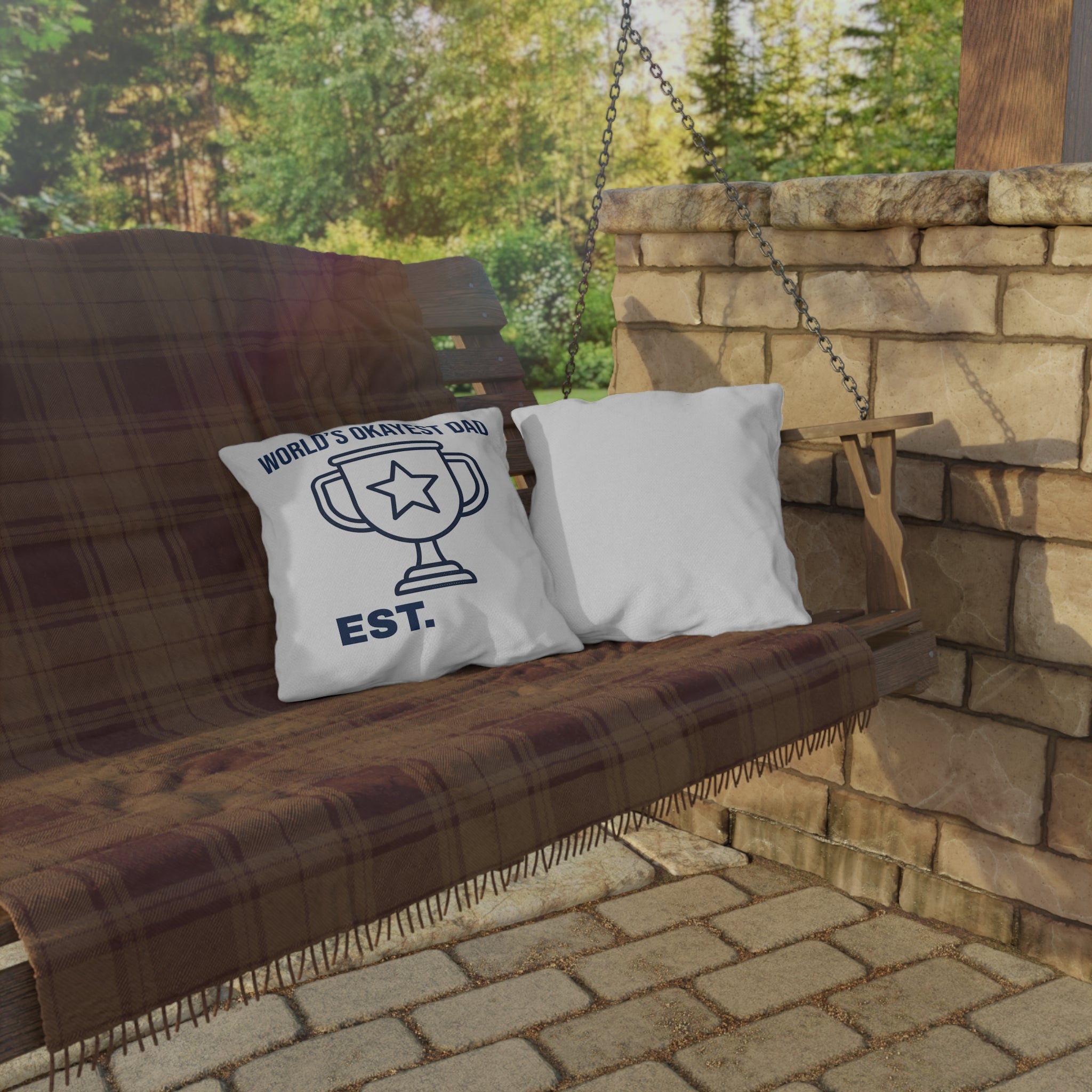 World's Okayest Dad Outdoor Pillow – Funny Father's Day Decorative Toss Cushion