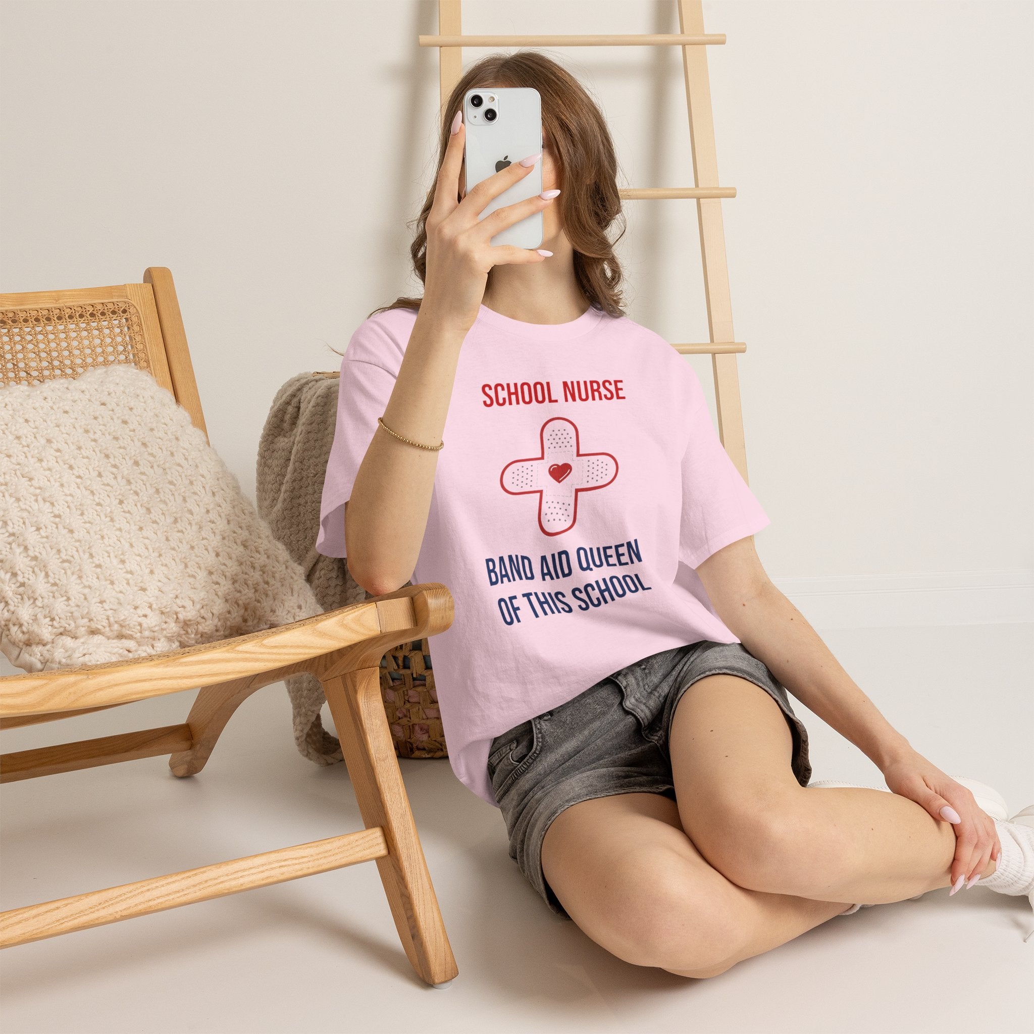 School Nurse T-Shirt – “Band Aid Queen of This School” Cotton Tee