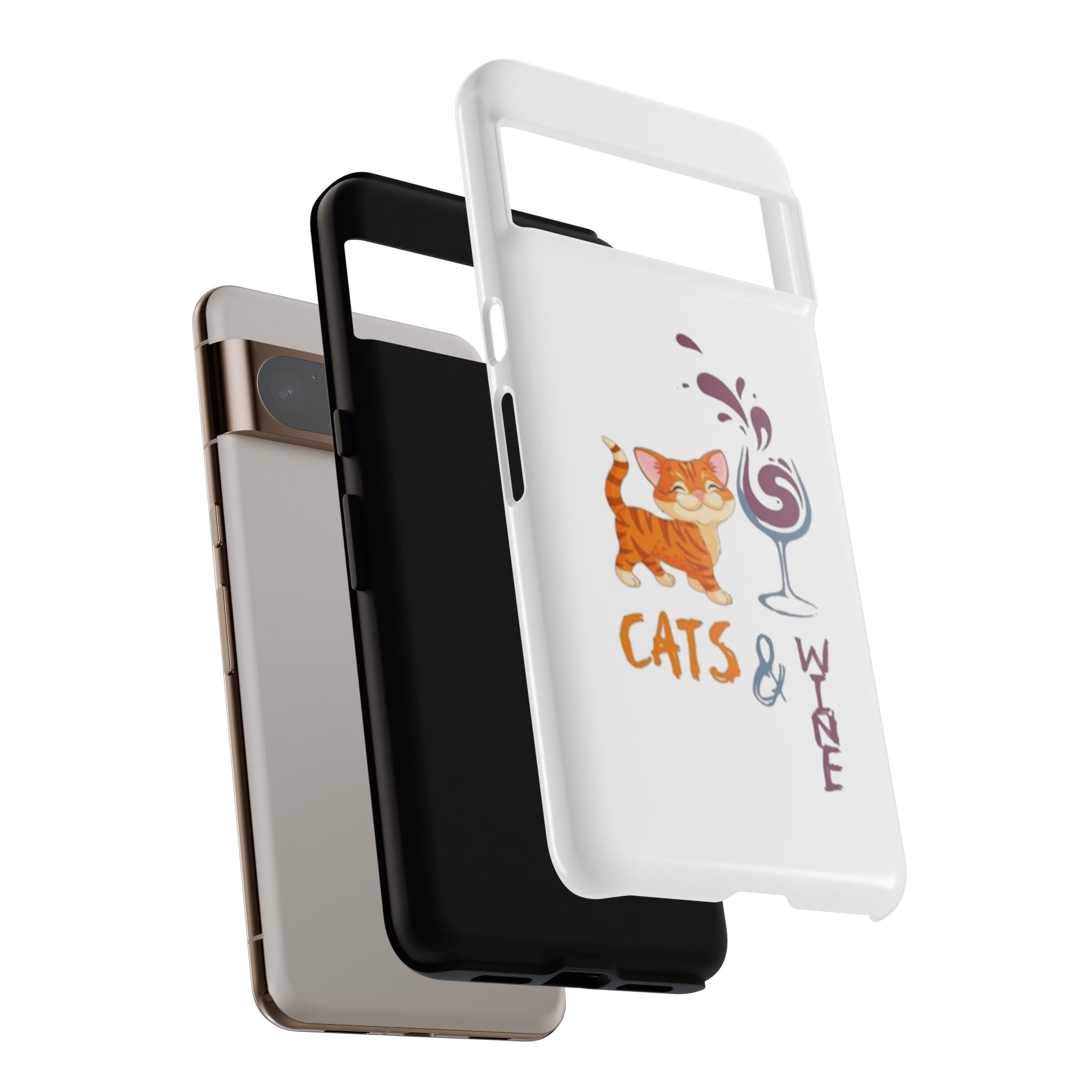 Cats & Wine Phone Case — Cute Orange Cat with Wine Glass Protective Case