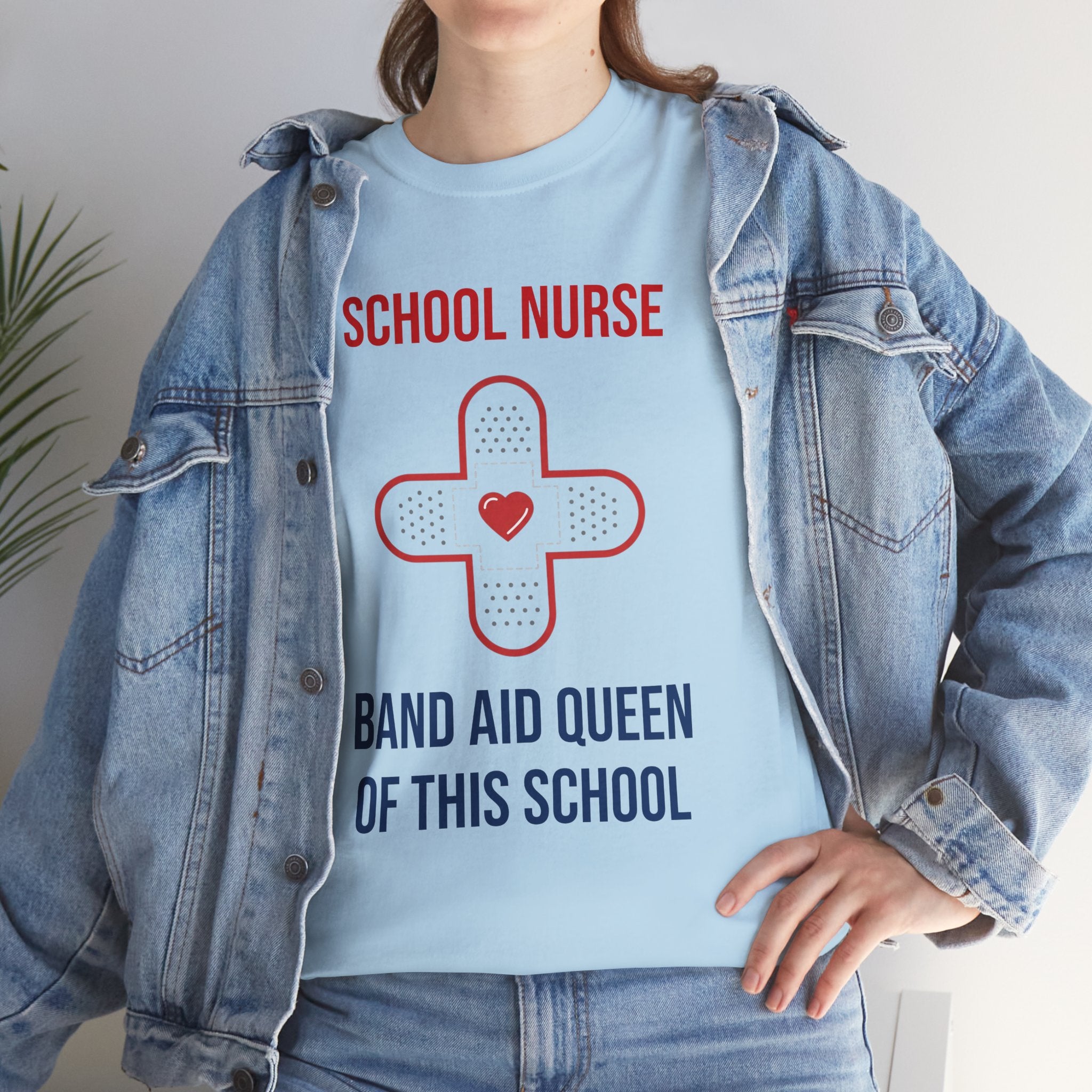 School Nurse T-Shirt – “Band Aid Queen of This School” Cotton Tee
