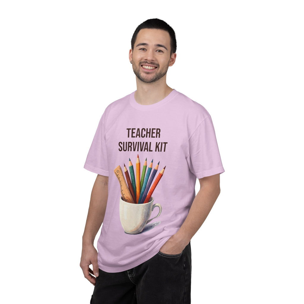 Teacher Survival Kit T-Shirt — Cute Pencil & Mug Graphic Tee for Teachers, Back-to-School Gift