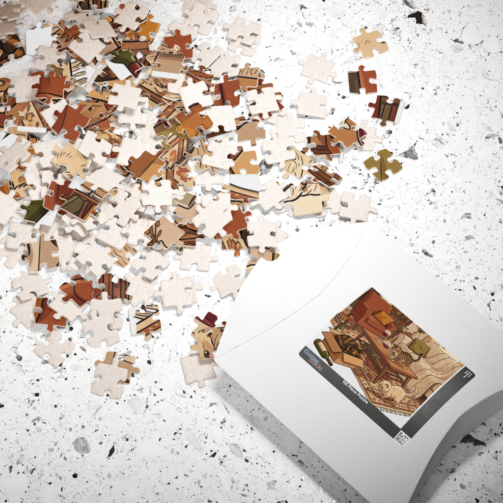 Cozy Living Room Cats Puzzle — 252/520-Piece Jigsaw