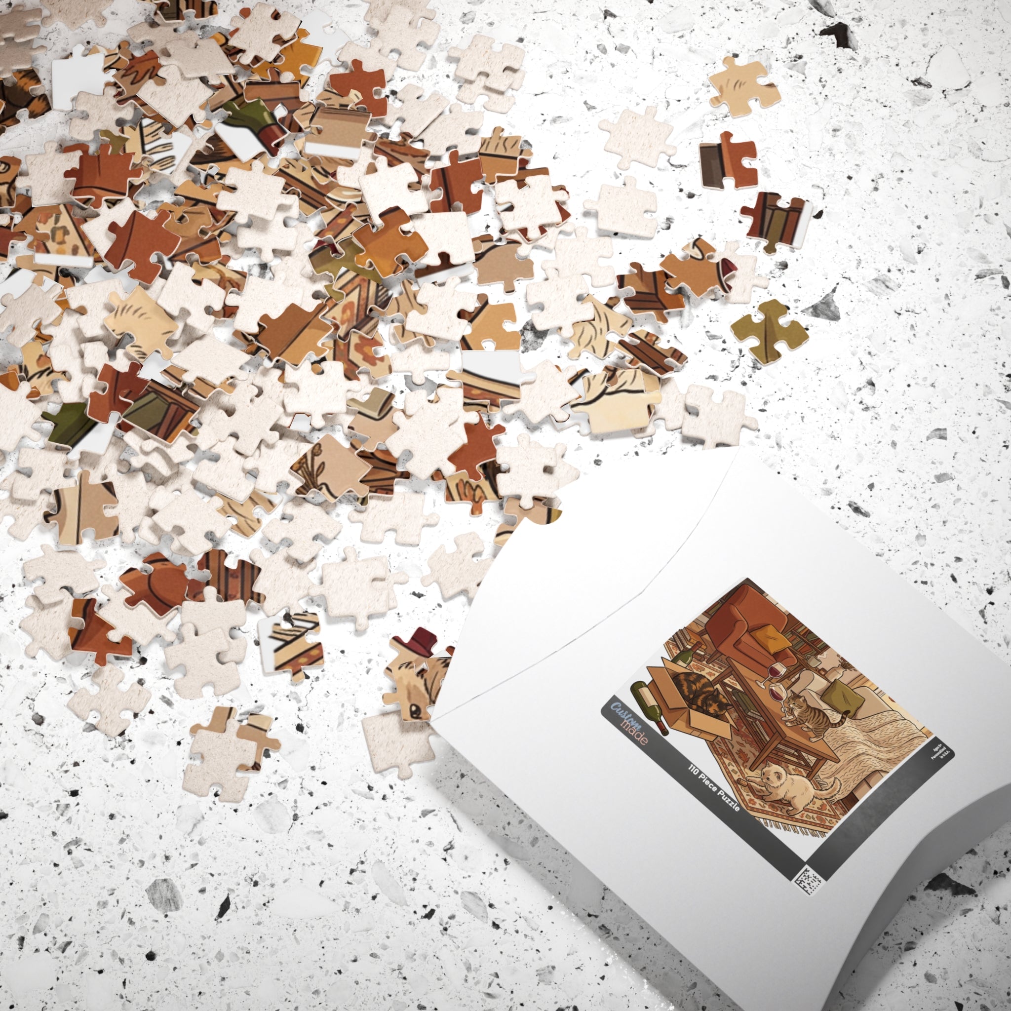 Cozy Living Room Cats Puzzle — 252/520-Piece Jigsaw