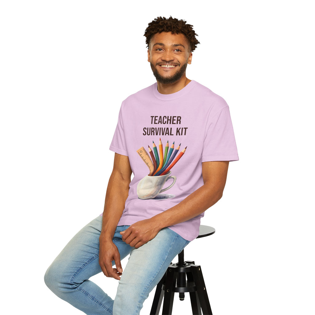 Teacher Survival Kit T-Shirt — Cute Pencil & Mug Graphic Tee for Teachers, Back-to-School Gift