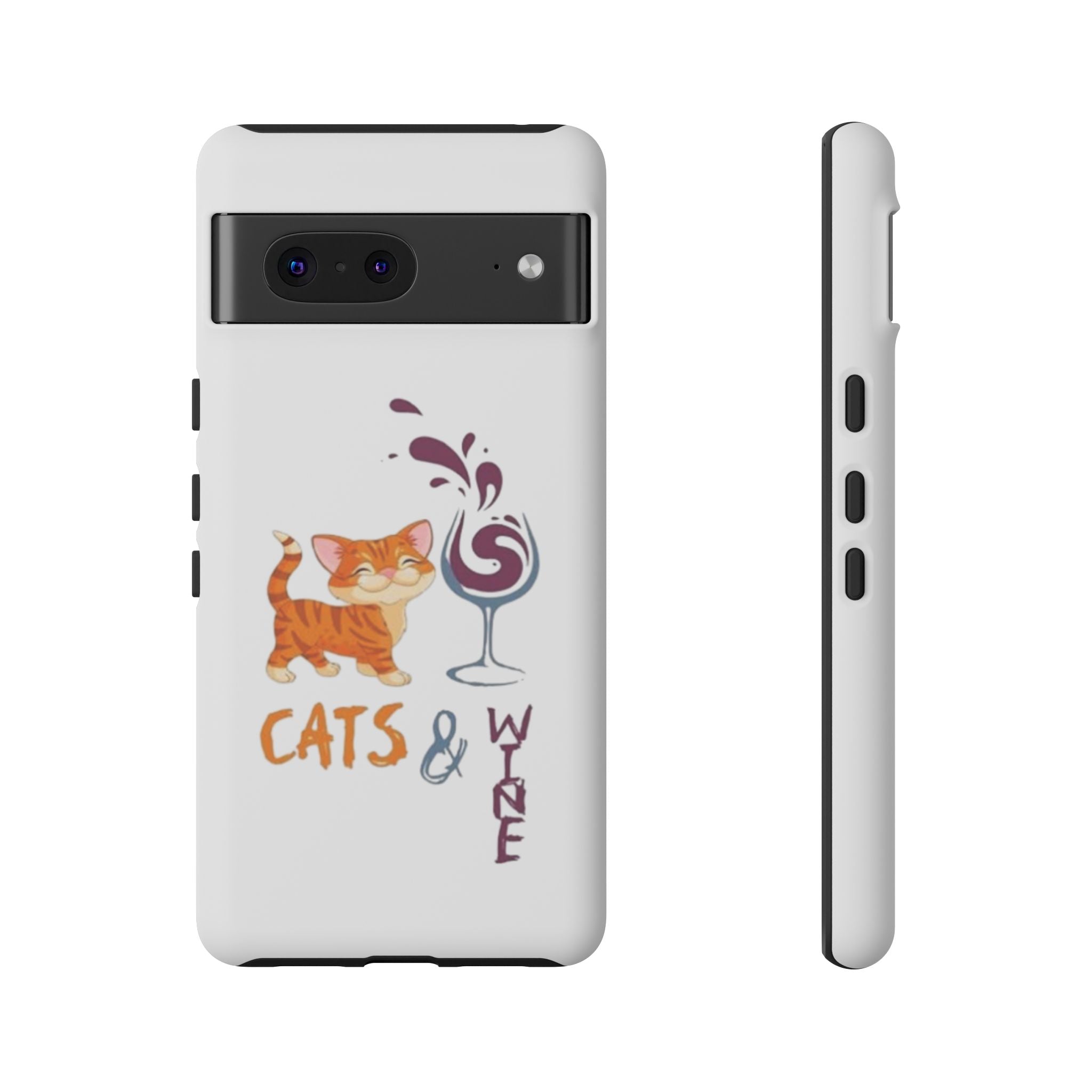 Cats & Wine Phone Case — Cute Orange Cat with Wine Glass Protective Case