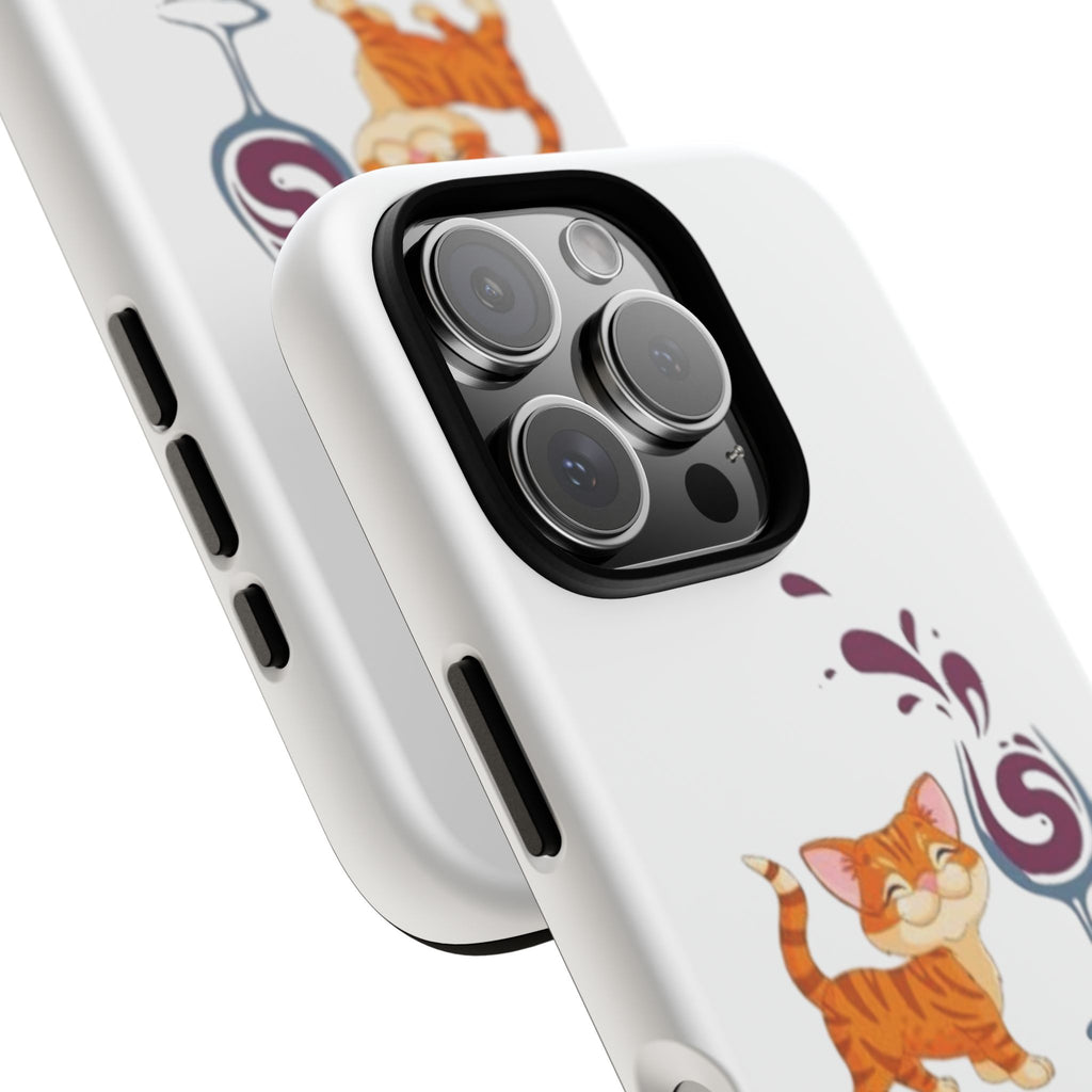 Cats & Wine Phone Case — Cute Orange Cat with Wine Glass Protective Case