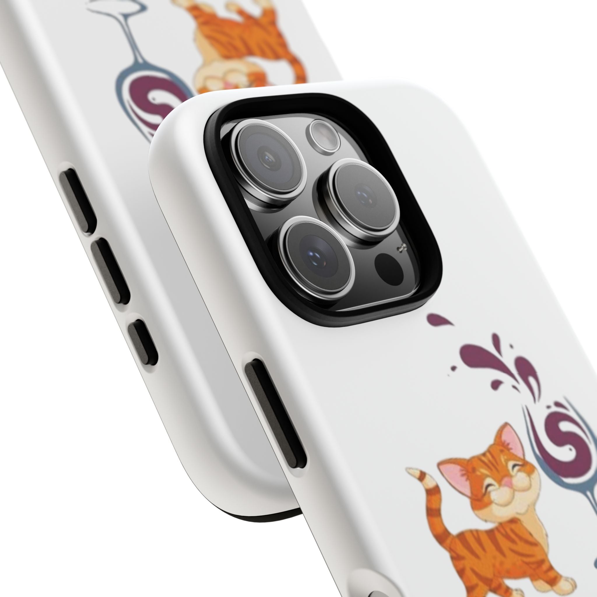 Cats & Wine Phone Case — Cute Orange Cat with Wine Glass Protective Case