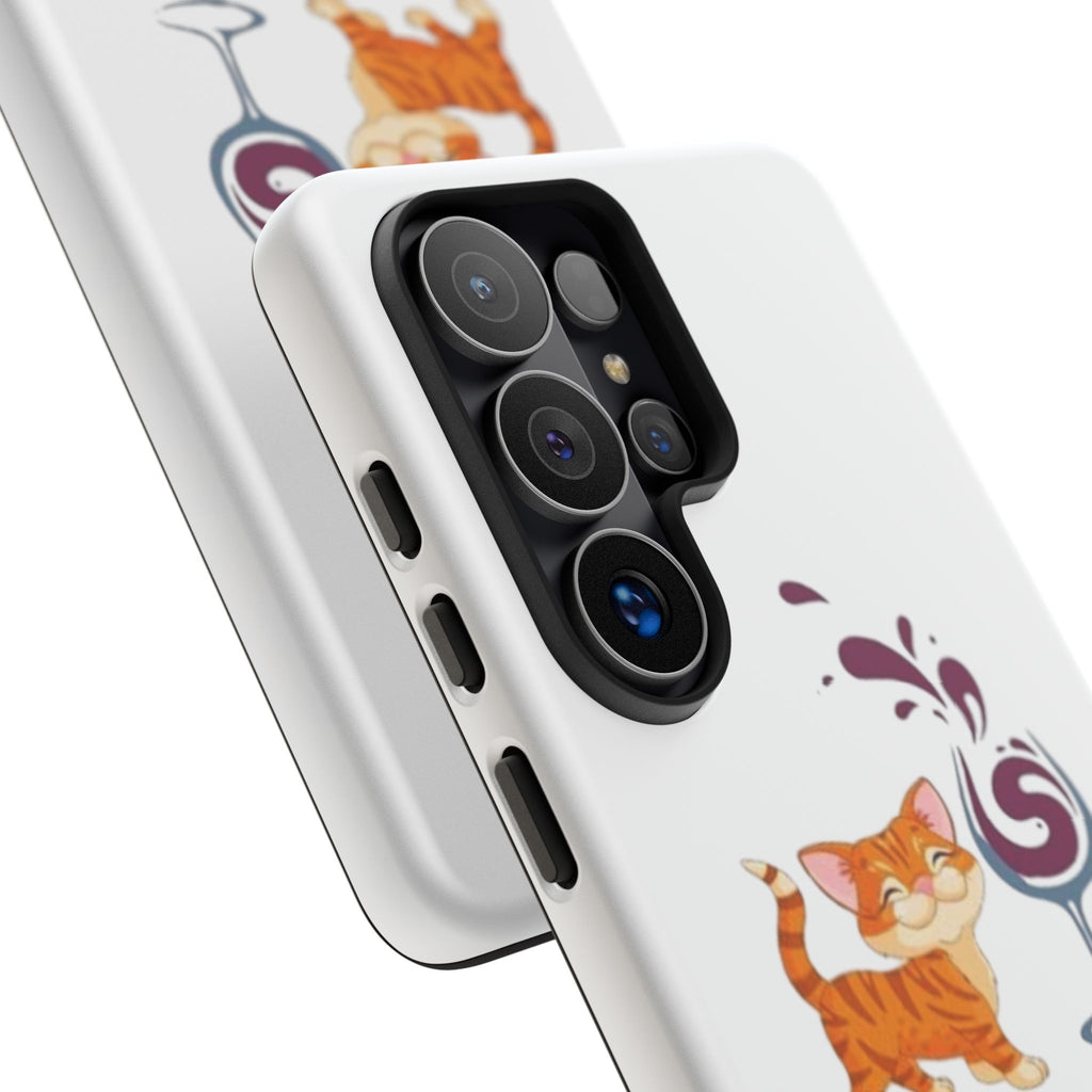 Cats & Wine Phone Case — Cute Orange Cat with Wine Glass Protective Case