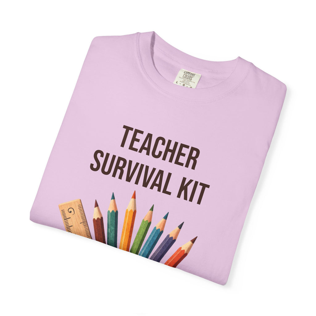 Teacher Survival Kit T-Shirt — Cute Pencil & Mug Graphic Tee for Teachers, Back-to-School Gift
