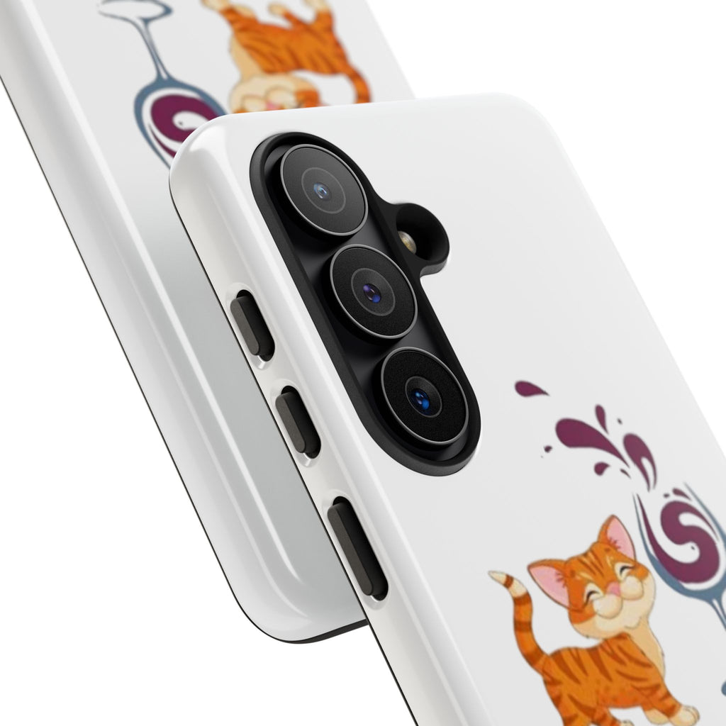 Cats & Wine Phone Case — Cute Orange Cat with Wine Glass Protective Case