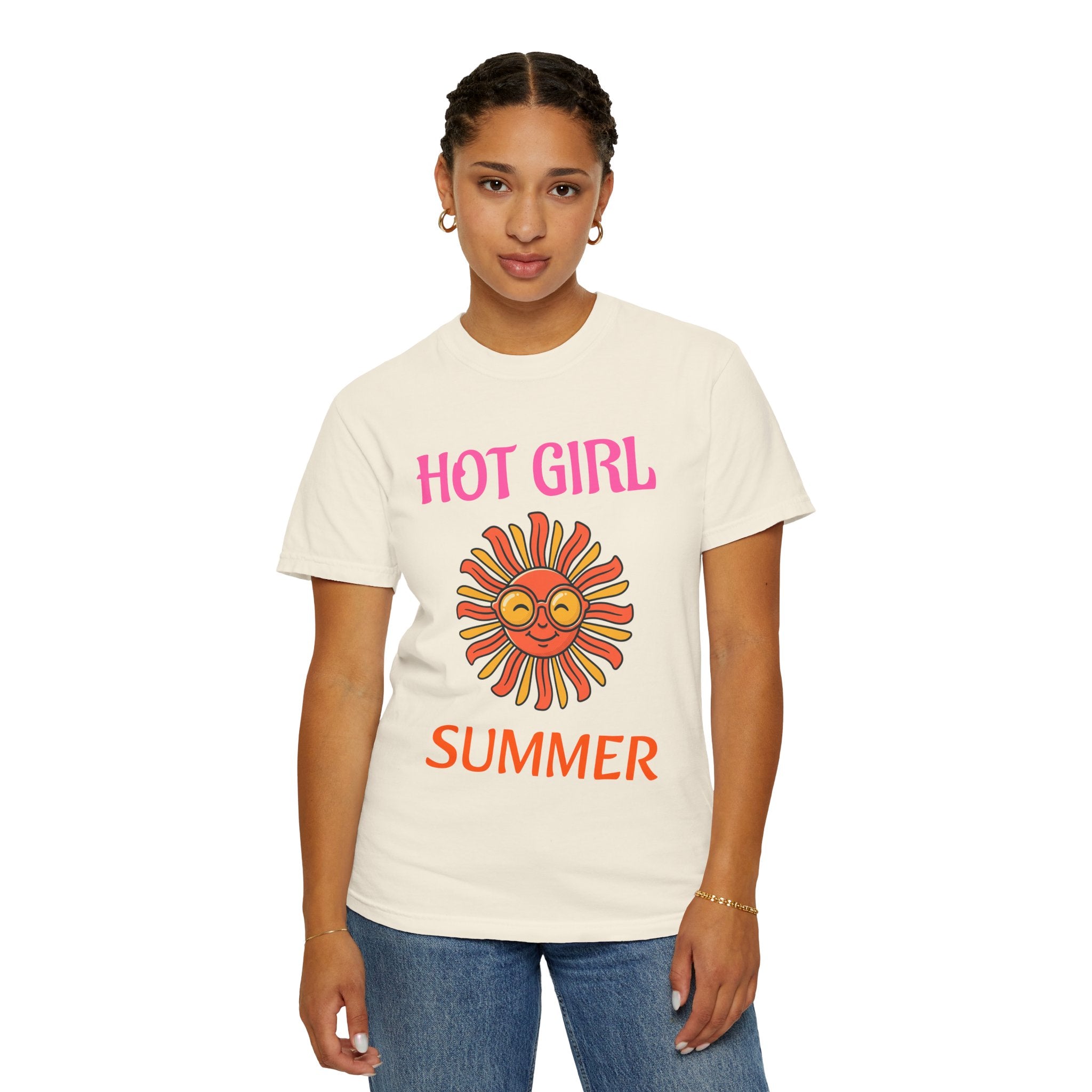 Hot Girl Summer T-Shirt — Retro Smiling Sun Graphic Tee