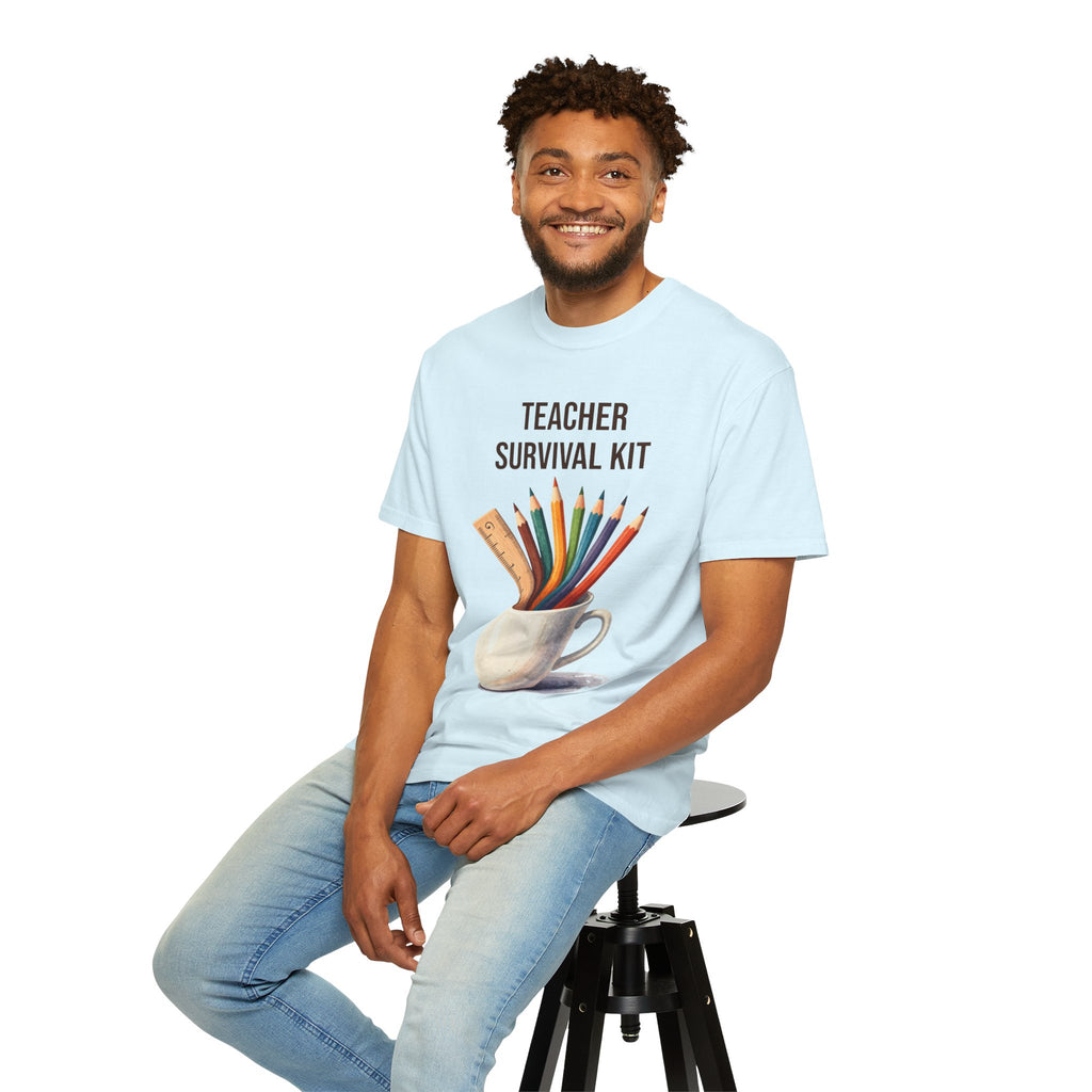 Teacher Survival Kit T-Shirt — Cute Pencil & Mug Graphic Tee for Teachers, Back-to-School Gift