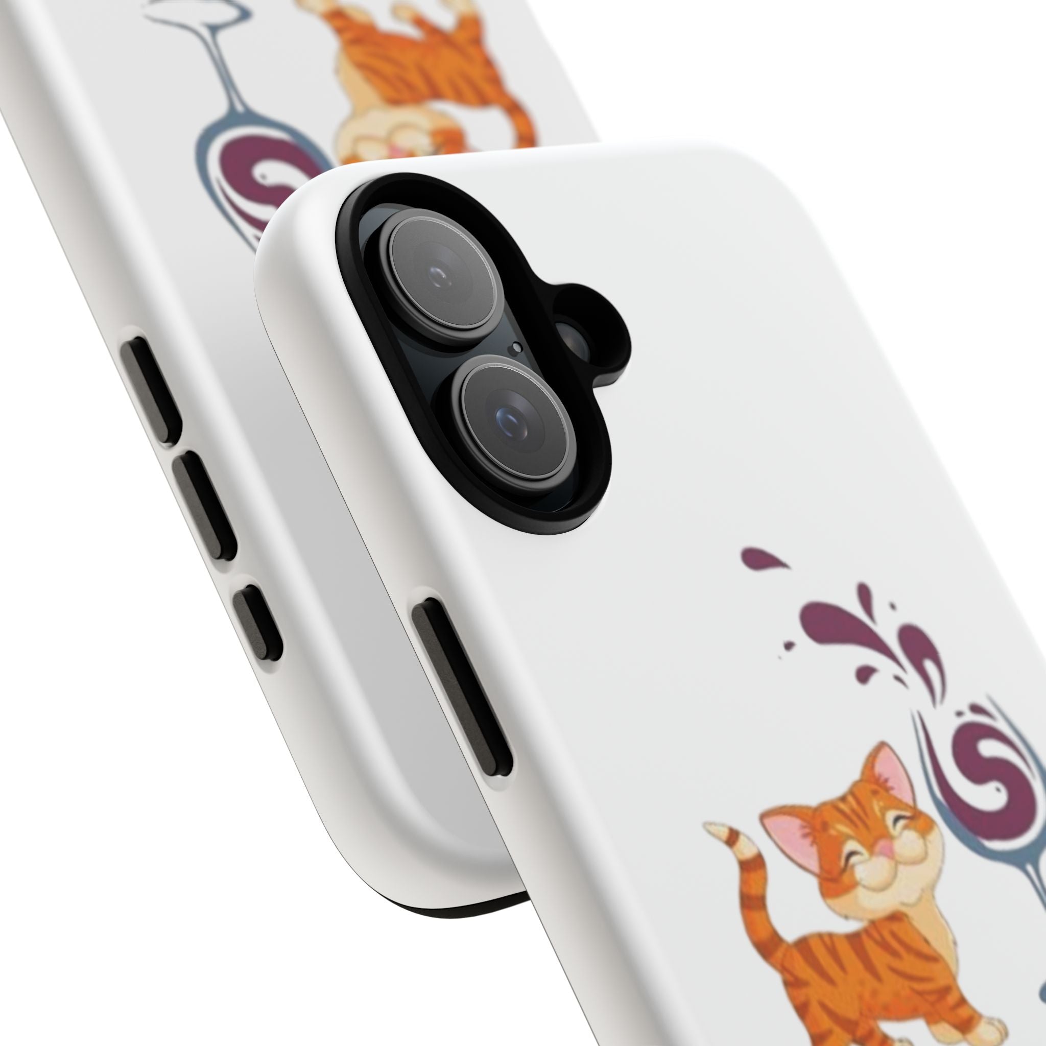 Cats & Wine Phone Case — Cute Orange Cat with Wine Glass Protective Case