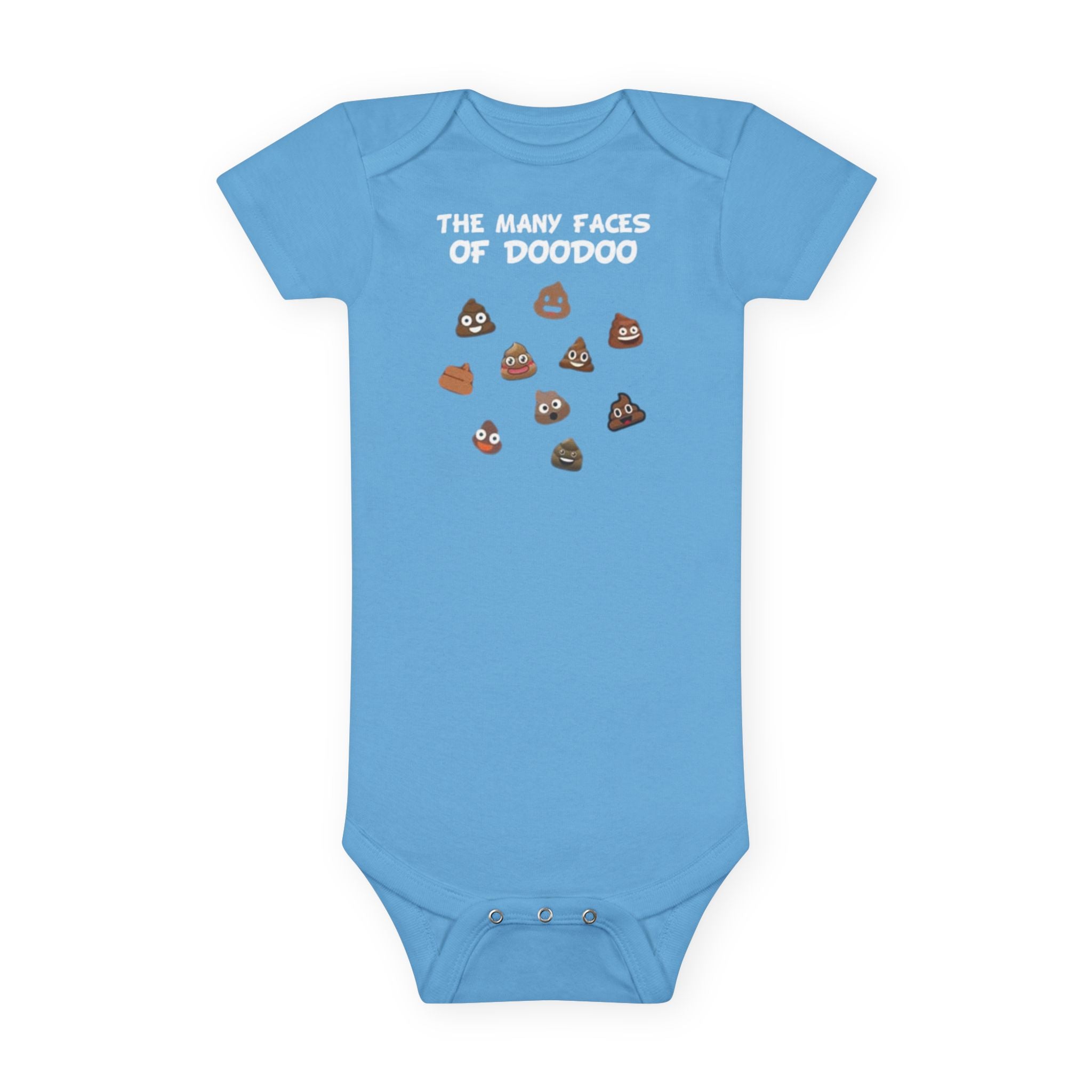 Happy Poop Emoji Baby Onesie® — Cute Doodoo Faces Short Sleeve