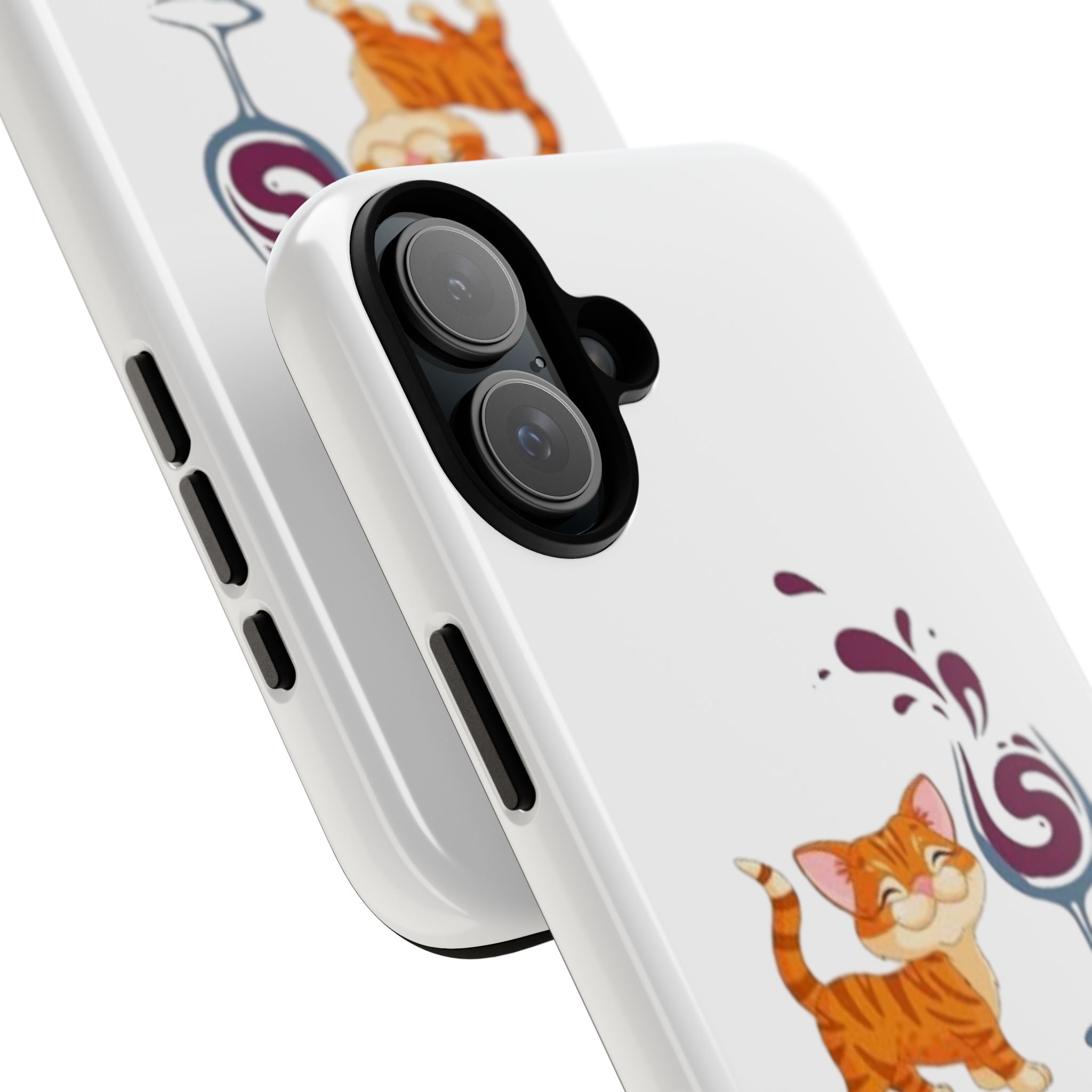 Cats & Wine Phone Case — Cute Orange Cat with Wine Glass Protective Case