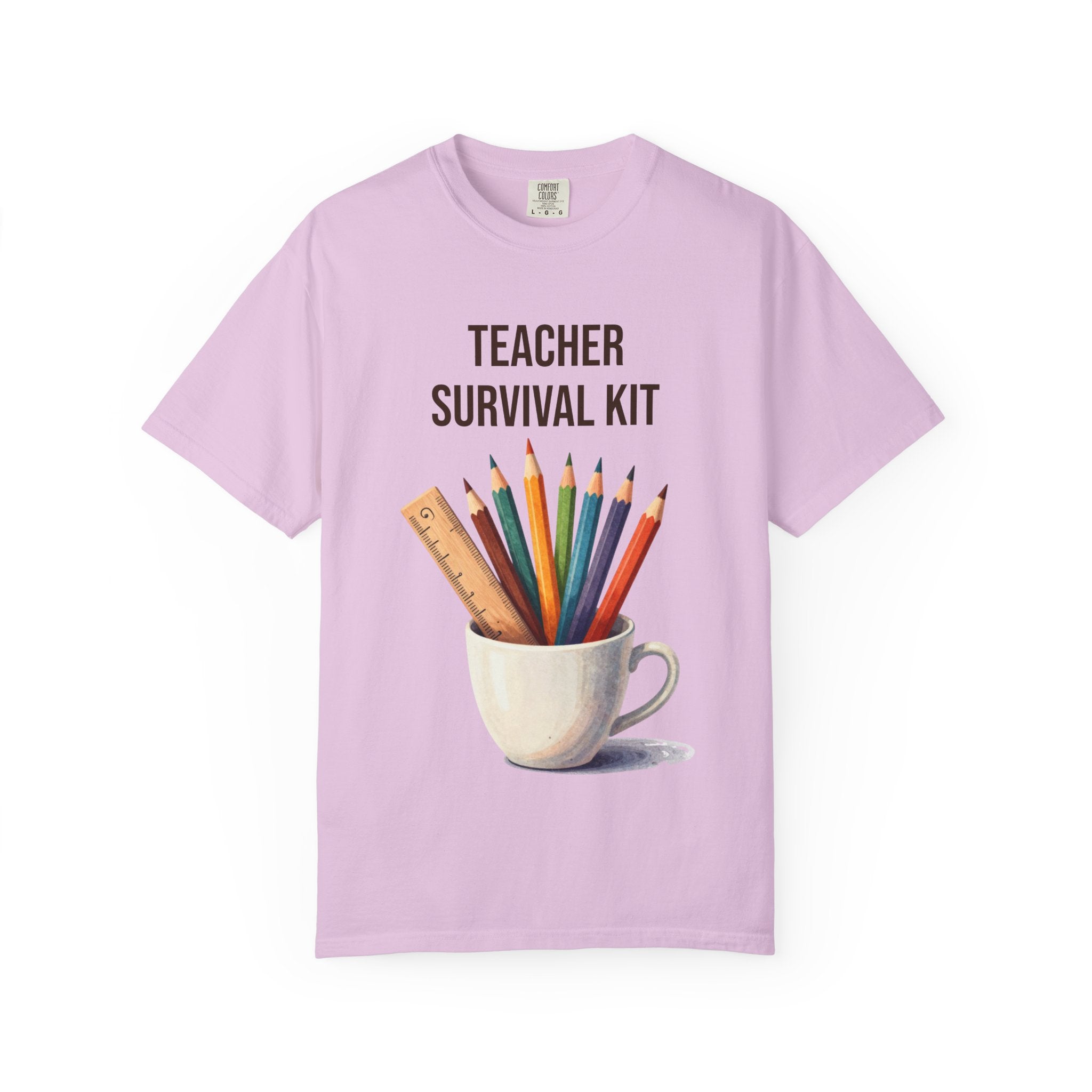 Teacher Survival Kit T-Shirt — Cute Pencil & Mug Graphic Tee for Teachers, Back-to-School Gift