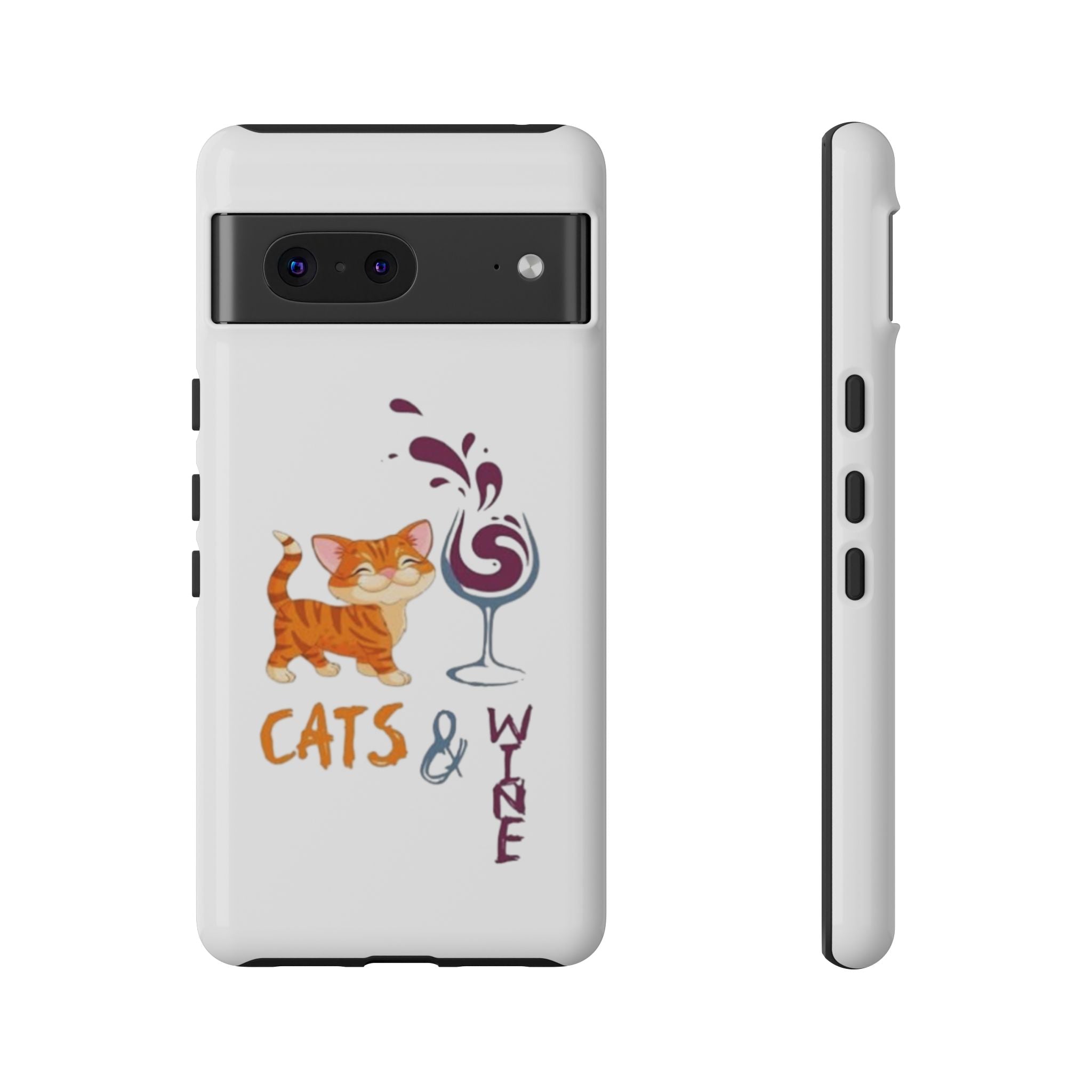 Cats & Wine Phone Case — Cute Orange Cat with Wine Glass Protective Case