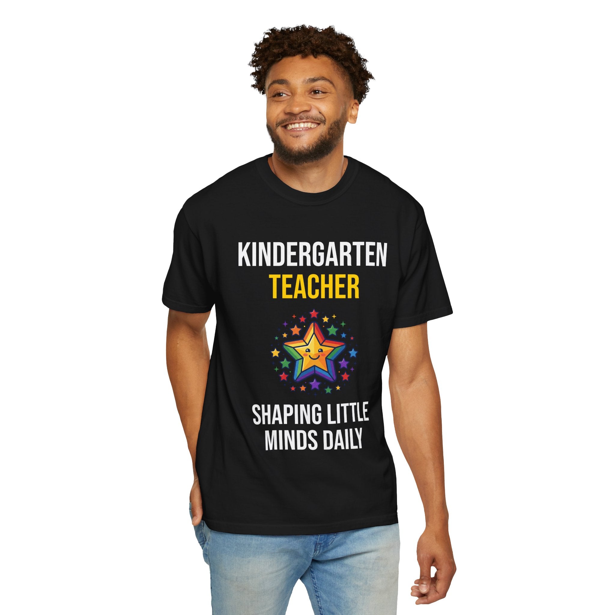 Kindergarten Teacher T-Shirt - "Shaping Little Minds Daily" Cute Star Design