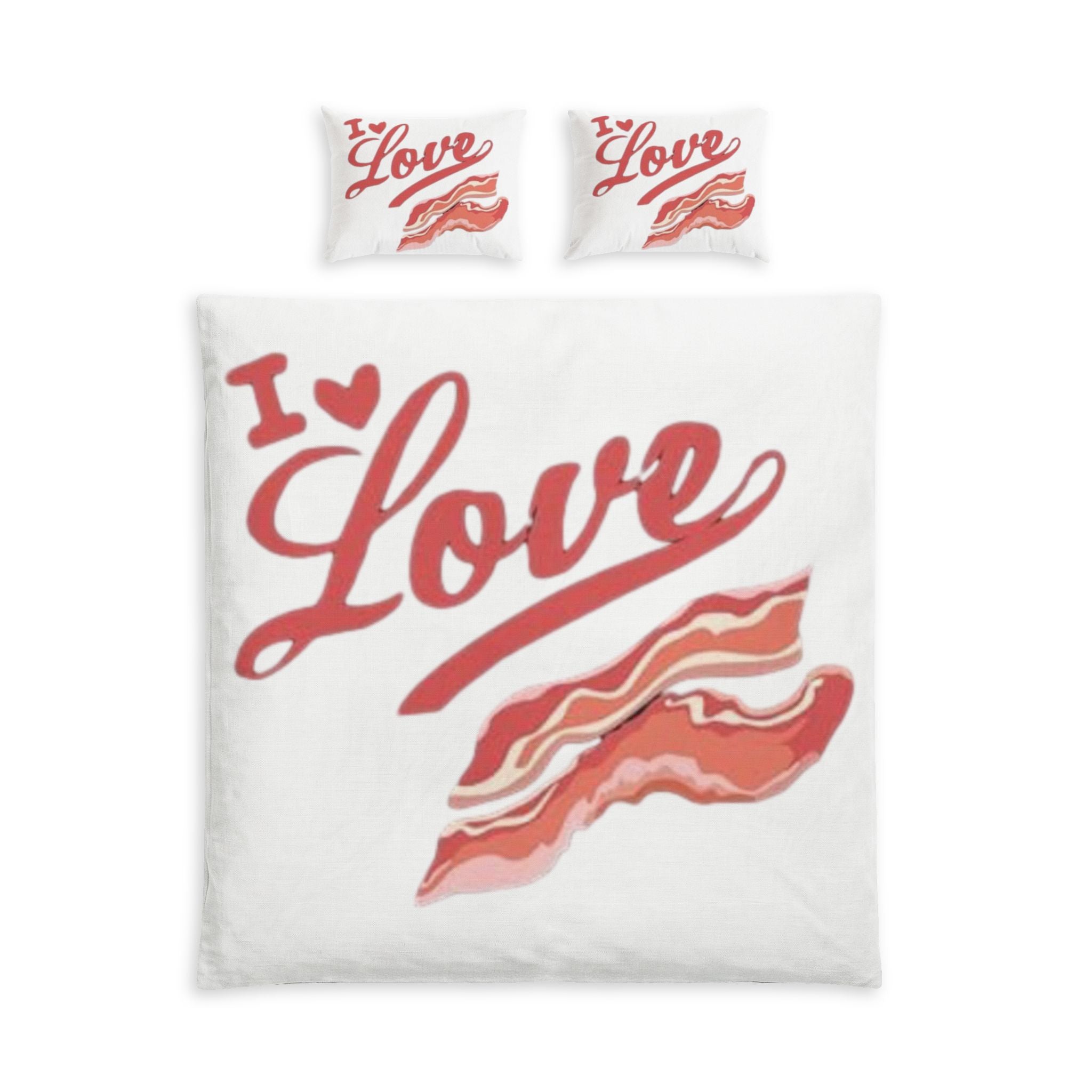 I Love Bacon Cotton Duvet Cover Set – Romantic Breakfast-In-Bed Bedding