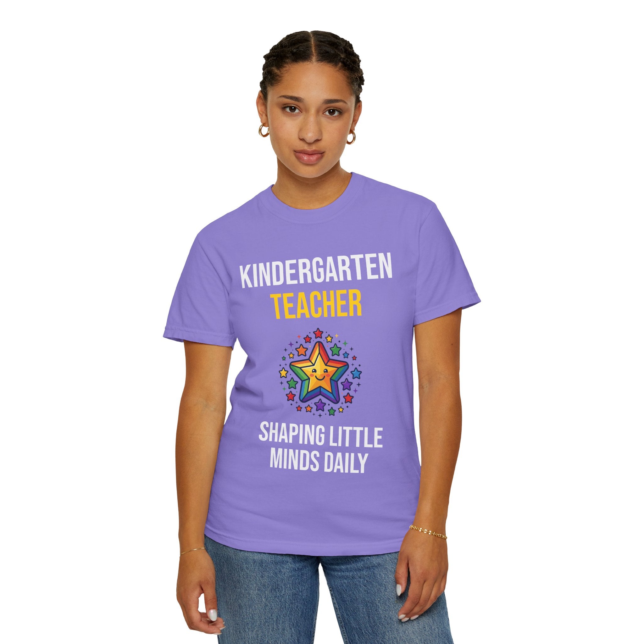 Kindergarten Teacher T-Shirt - "Shaping Little Minds Daily" Cute Star Design