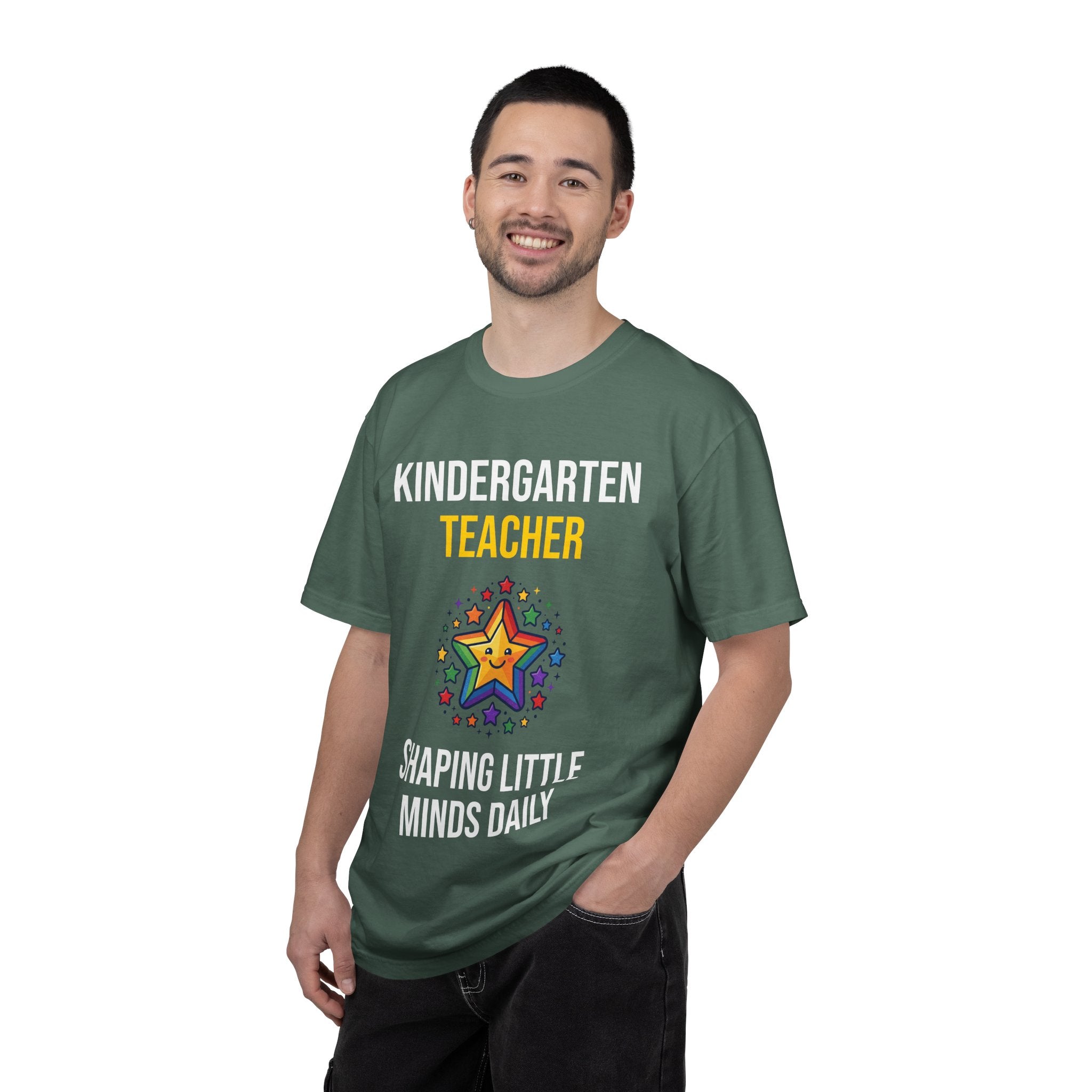 Kindergarten Teacher T-Shirt - "Shaping Little Minds Daily" Cute Star Design